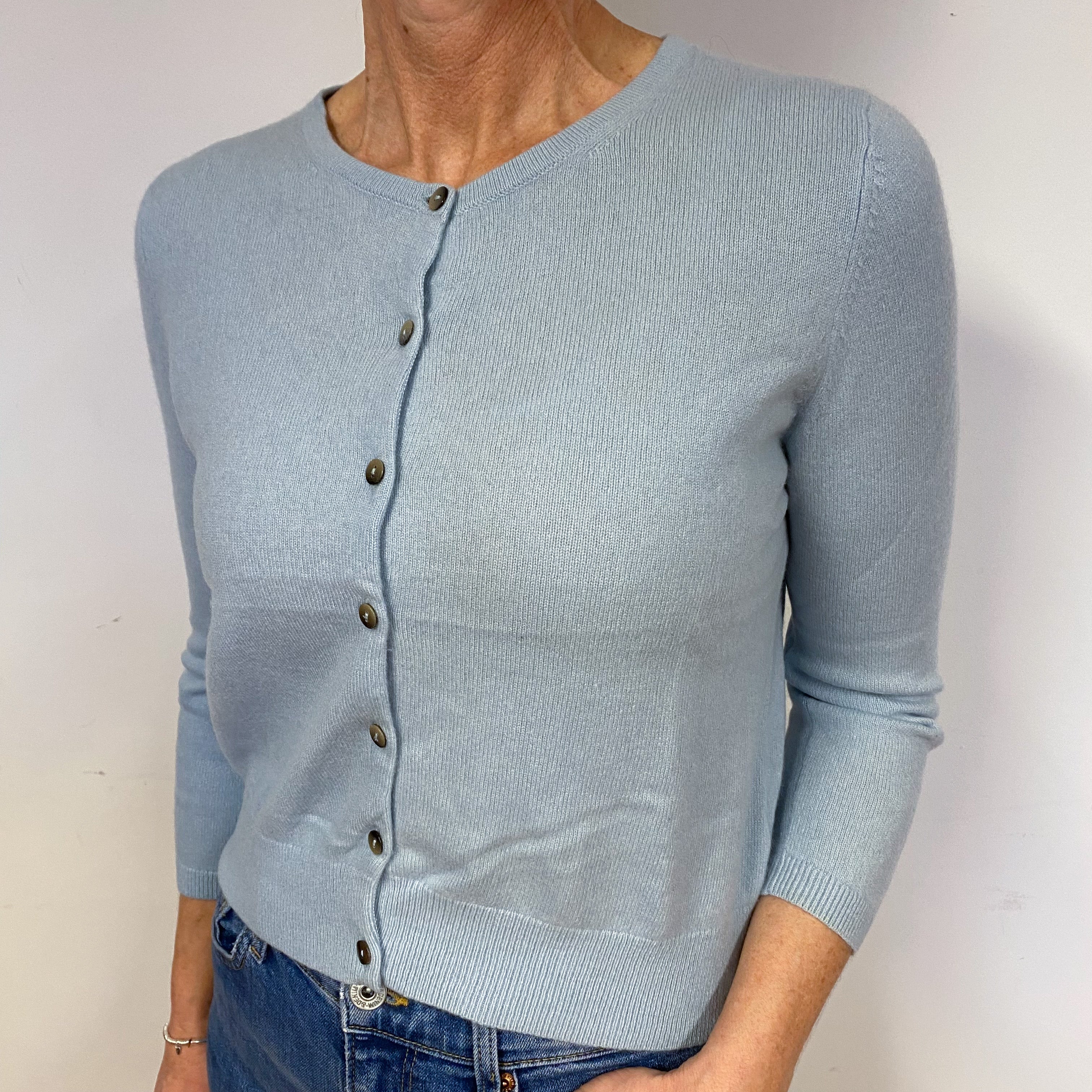 Pale Sky Blue Cashmere Cardigan Medium