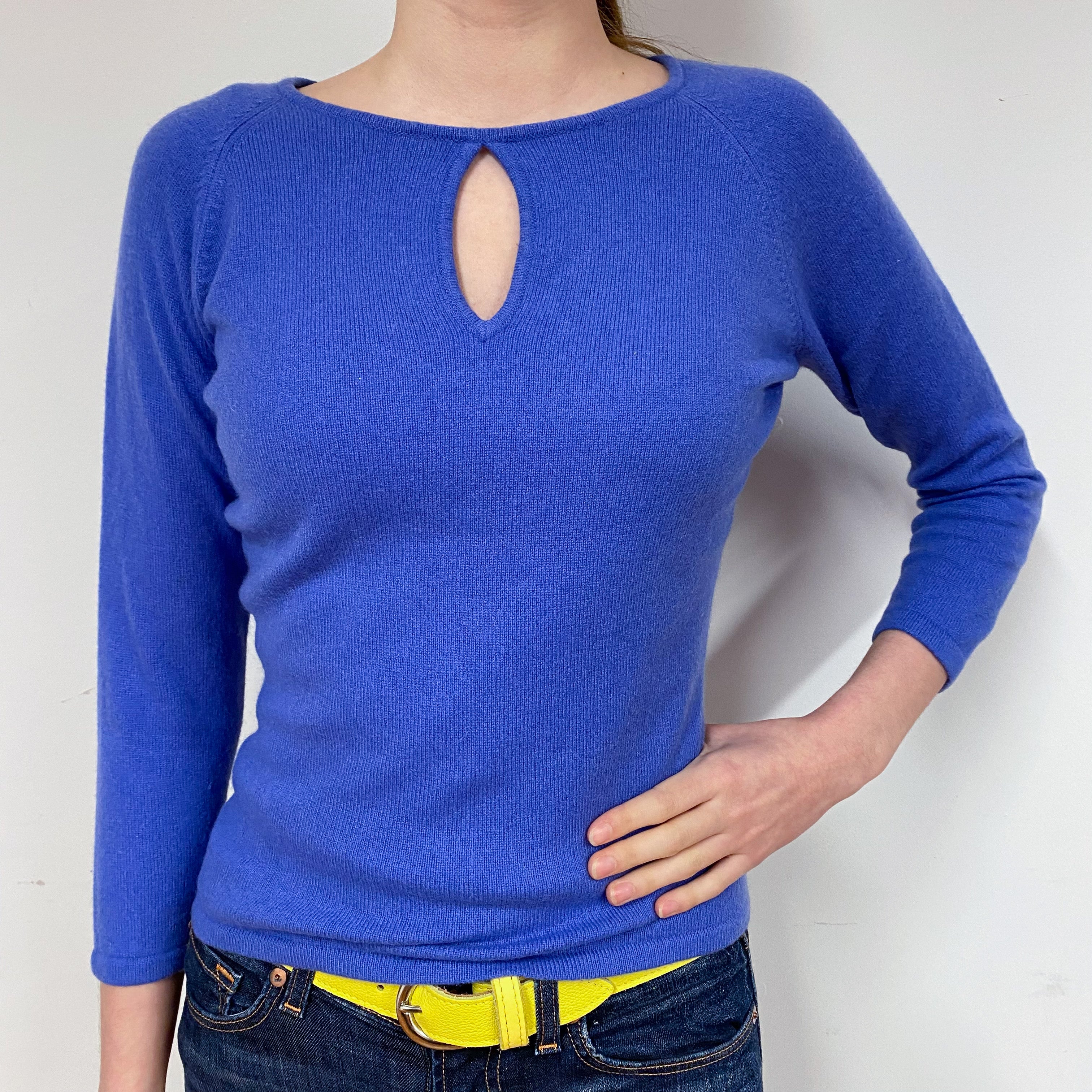 Cornflower Blue Cashmere Crew Neck Jumper Extra Small