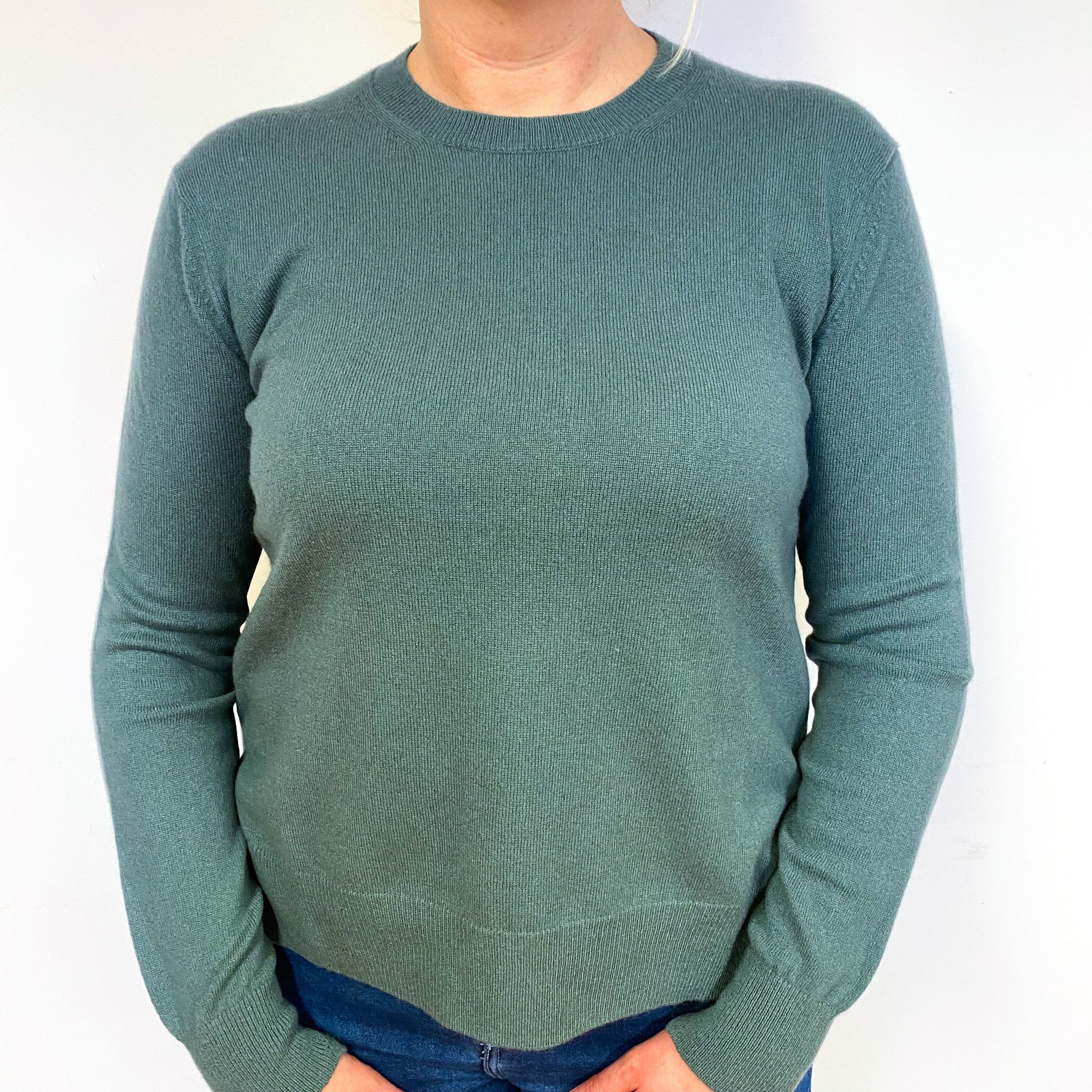 Vince Muted Green Cashmere Crew Neck Jumper Large