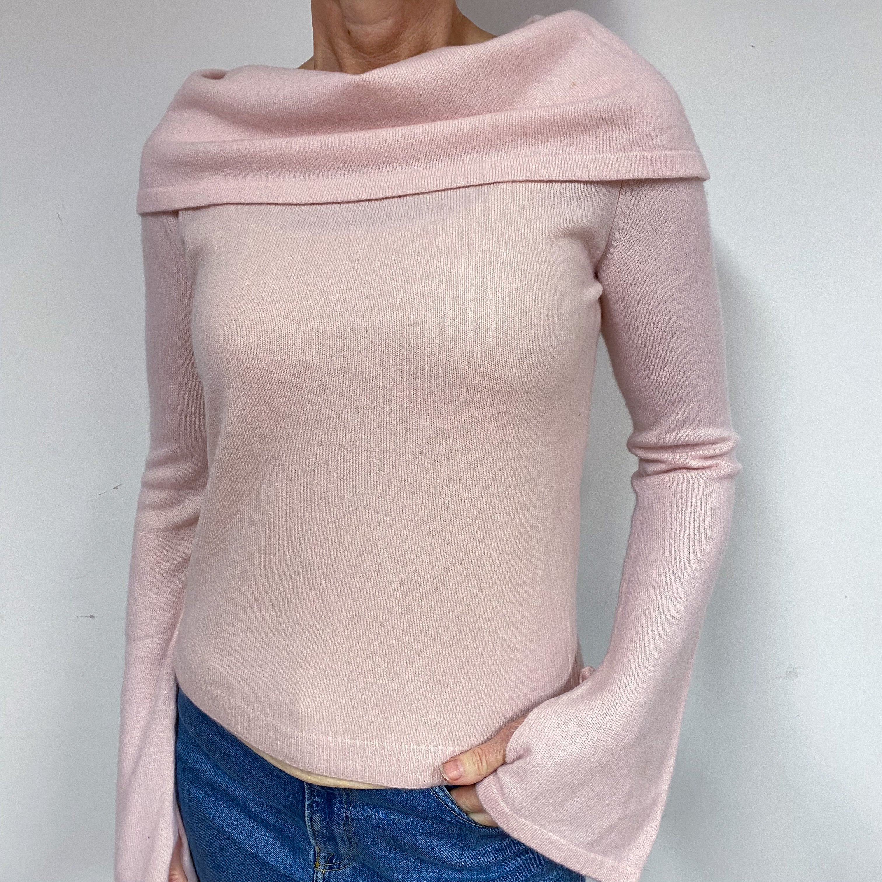 Shell Pink Cashmere Off-Shoulder Jumper Medium