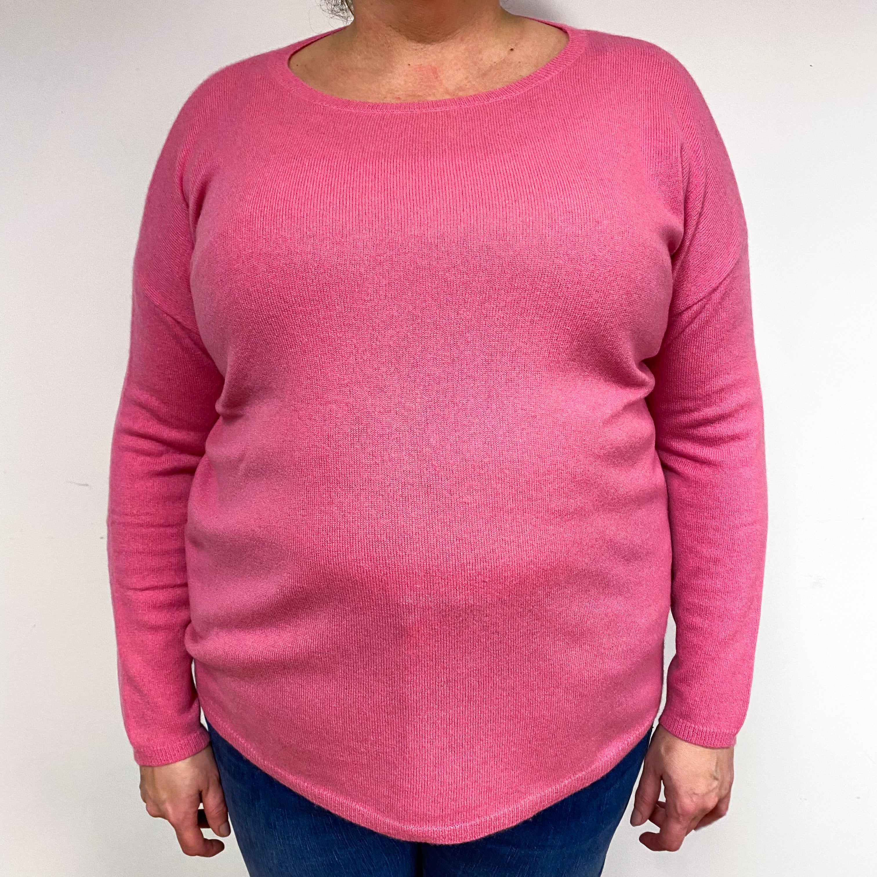 Watermelon Pink Cashmere Crew Neck Jumper Extra Large