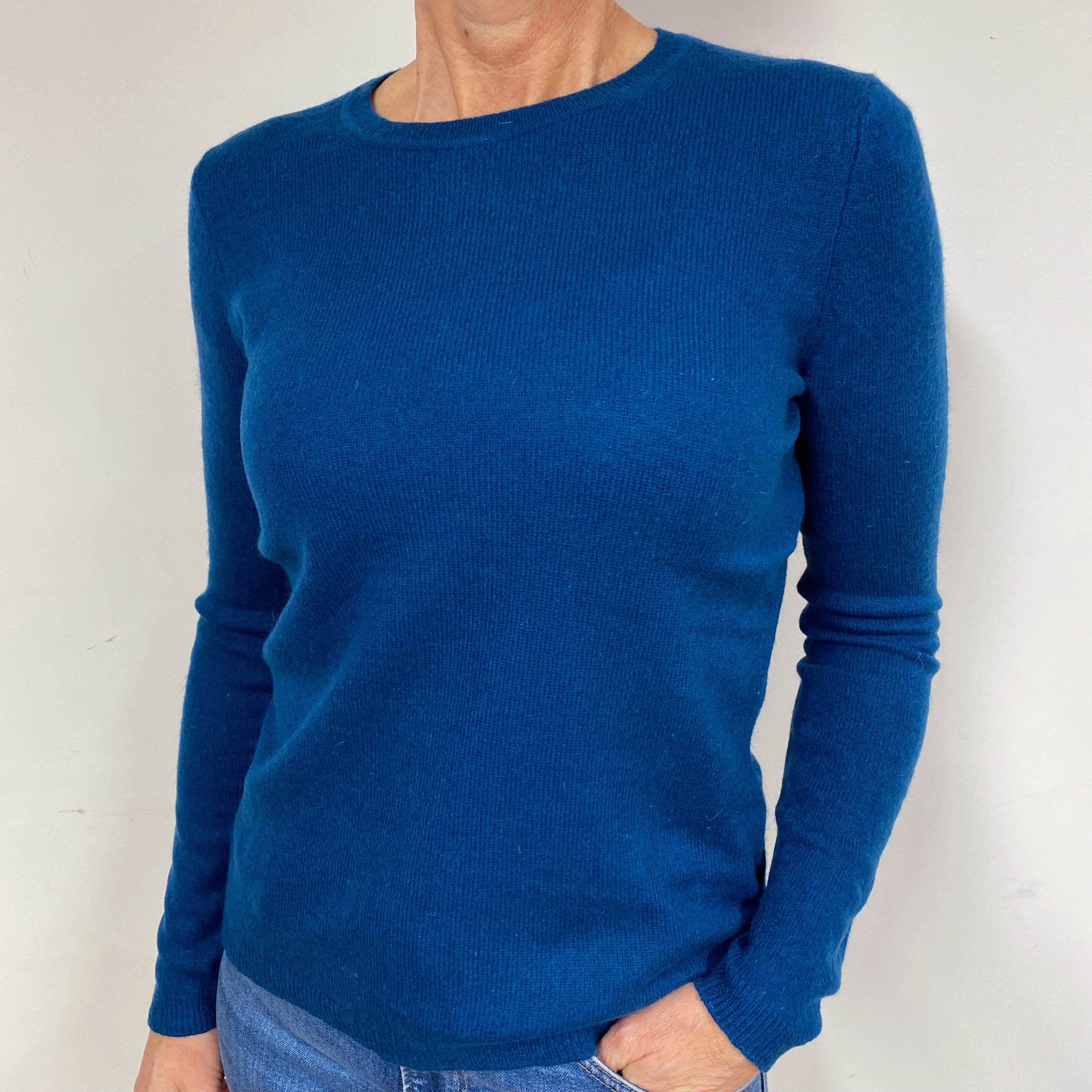 Prussian Blue Cashmere Crew Neck Jumper Medium