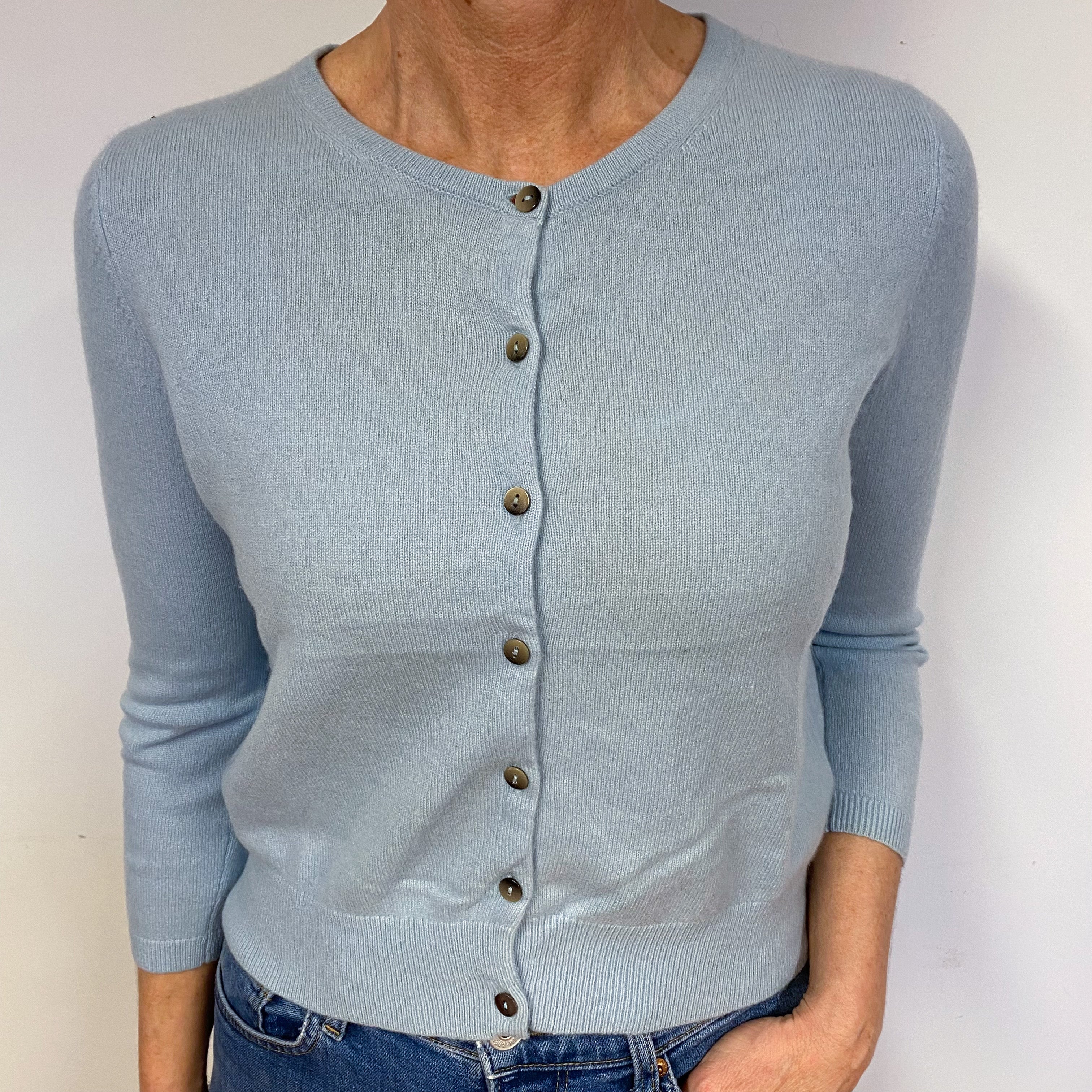 Pale Sky Blue Cashmere Cardigan Medium