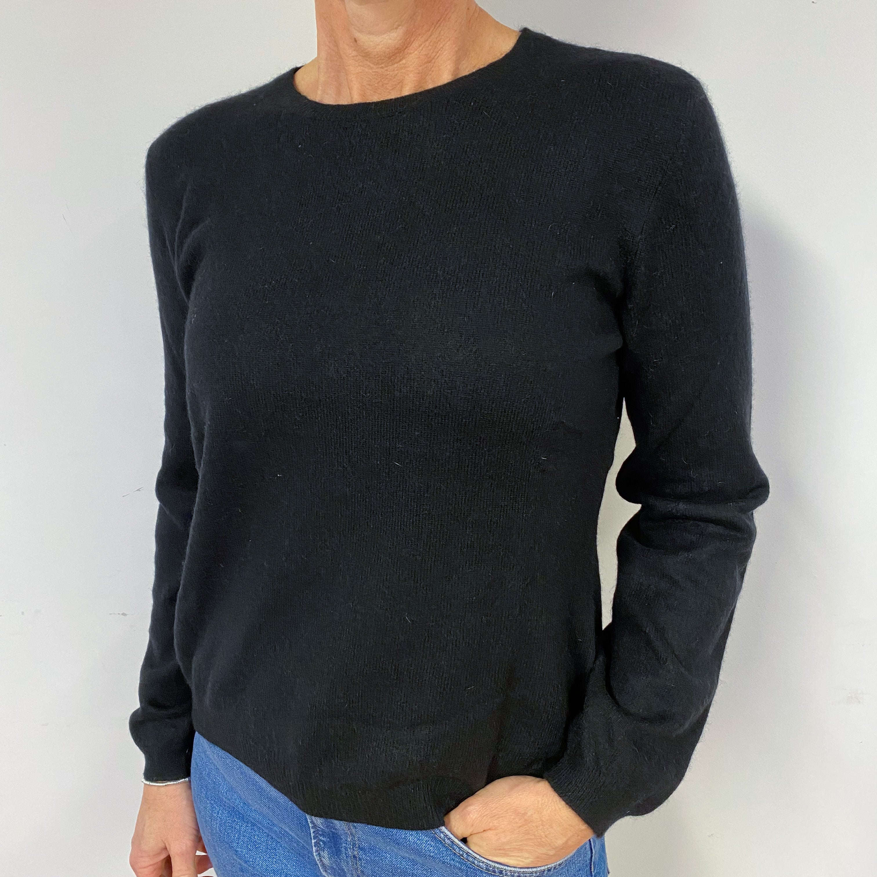 Black Cashmere Crew Neck Jumper Medium