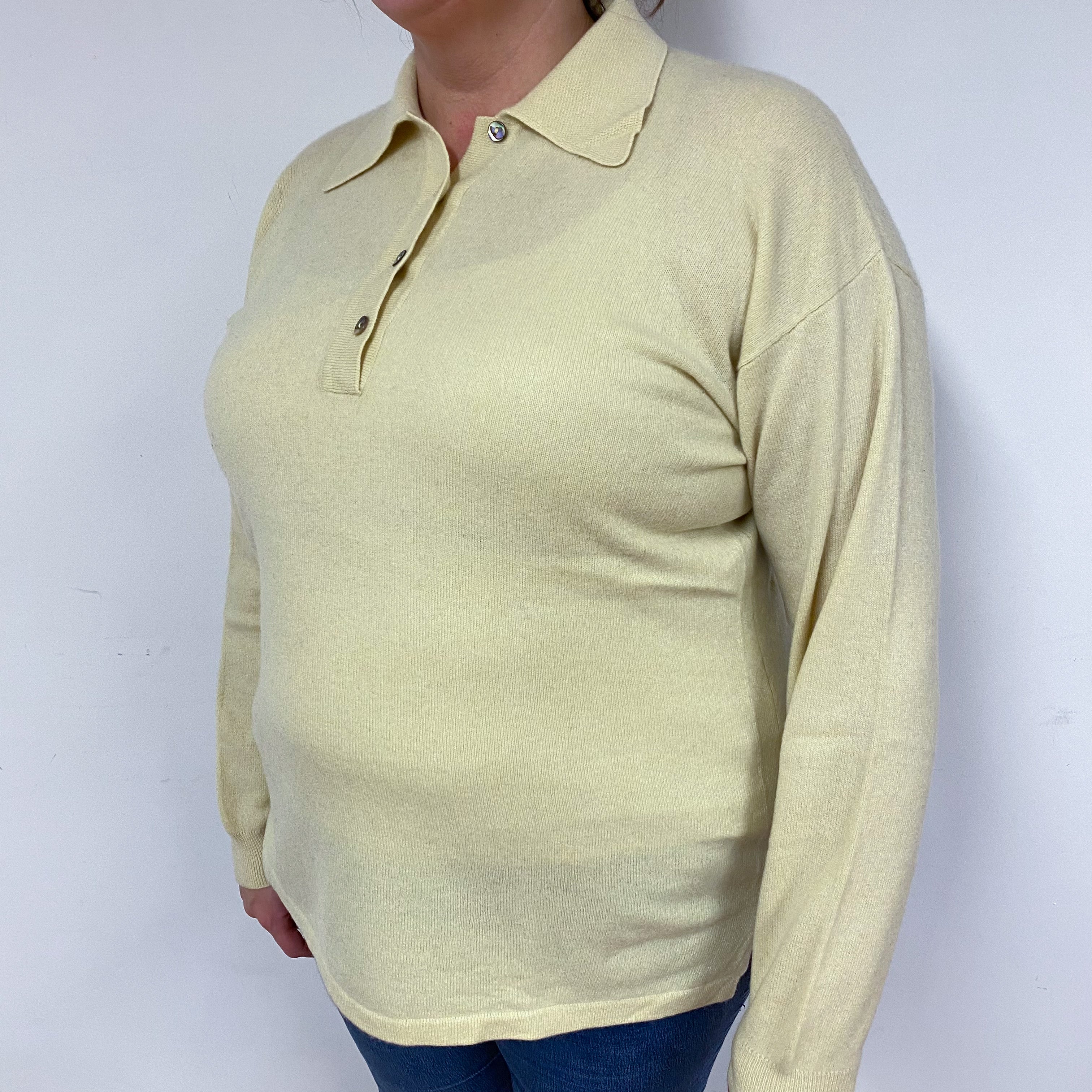 Clotted Cream Cashmere 1/4 Button Jumper Extra Large