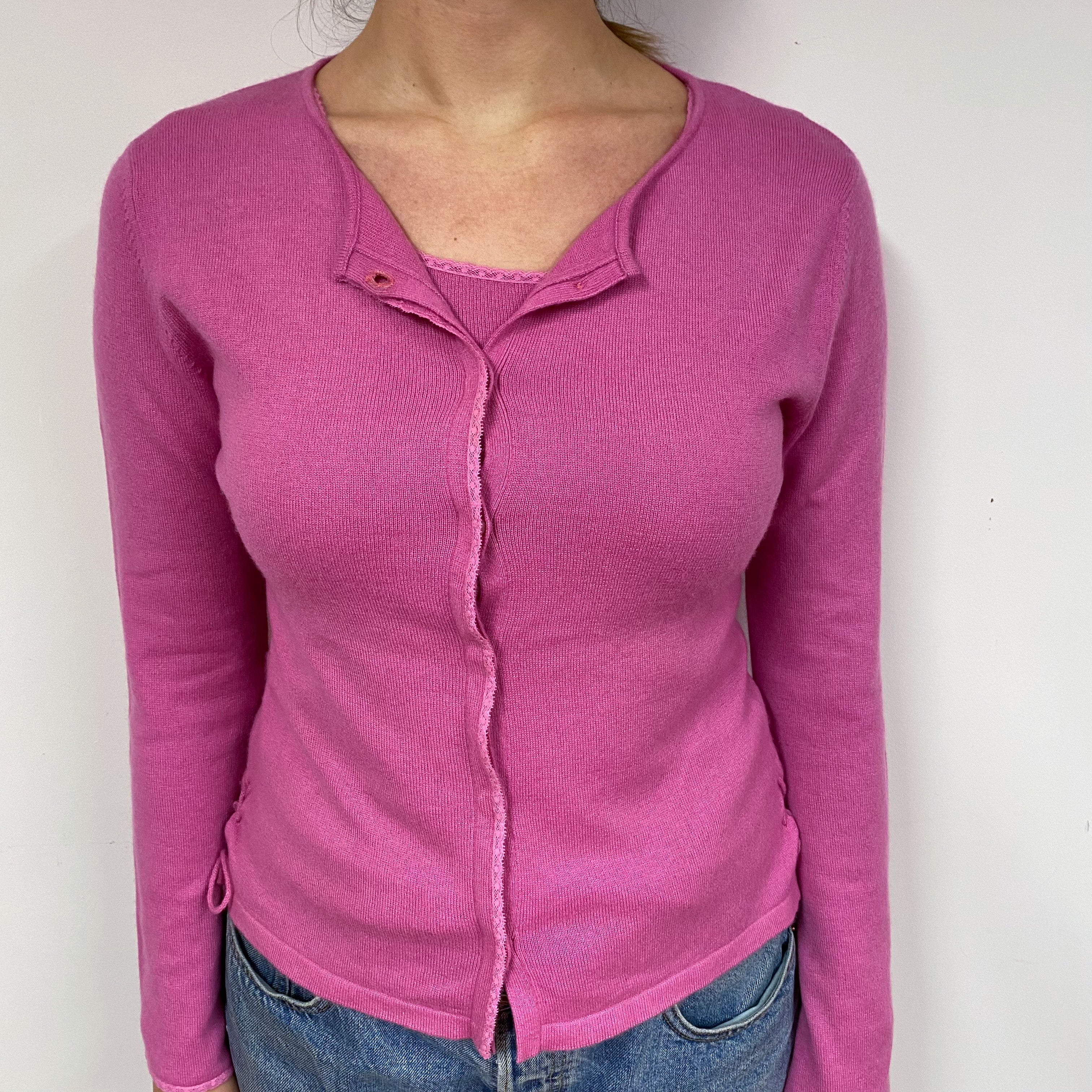 Tulip Pink Cashmere Twin Set Cardigan Small