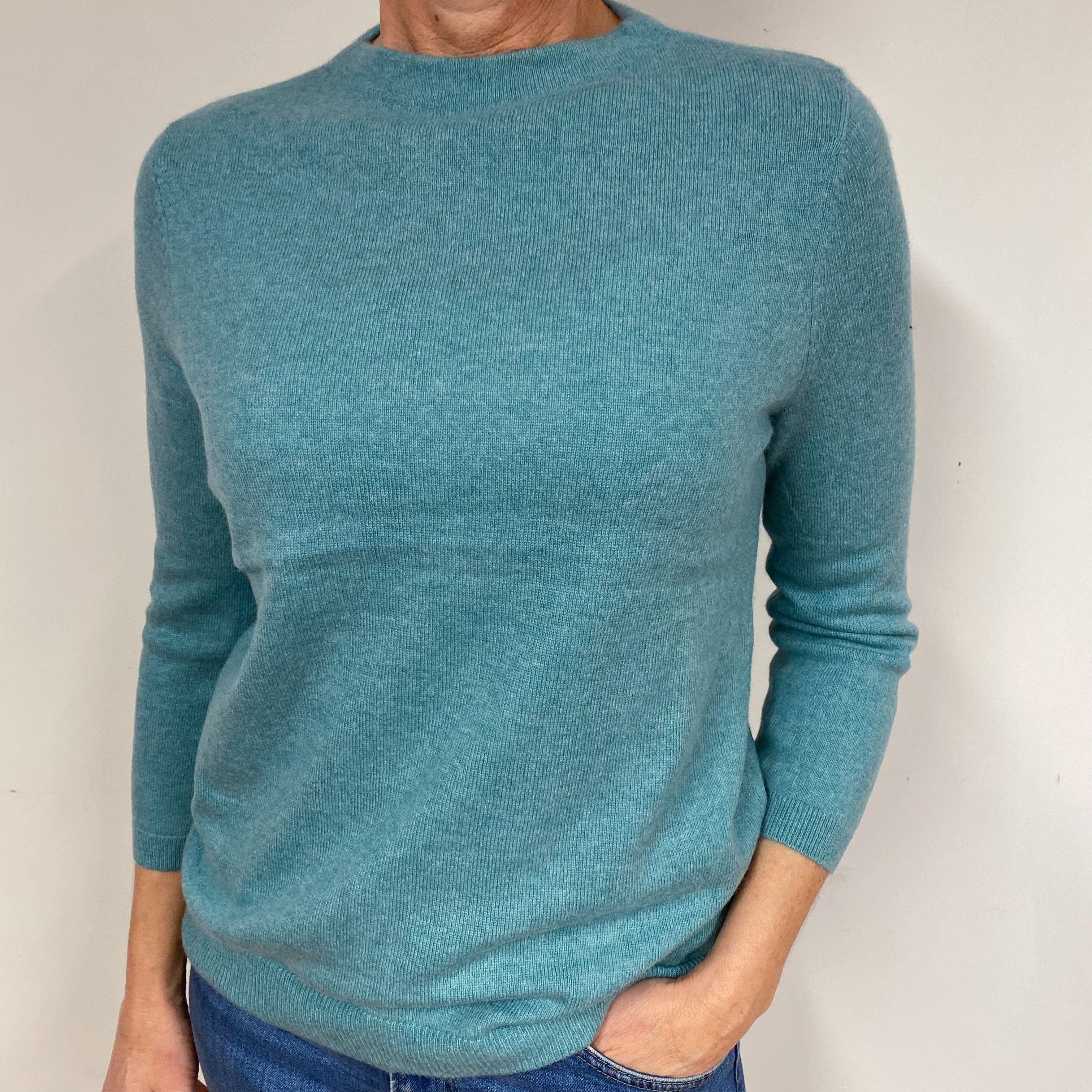 Sea Green Cashmere Crew Neck Jumper Medium