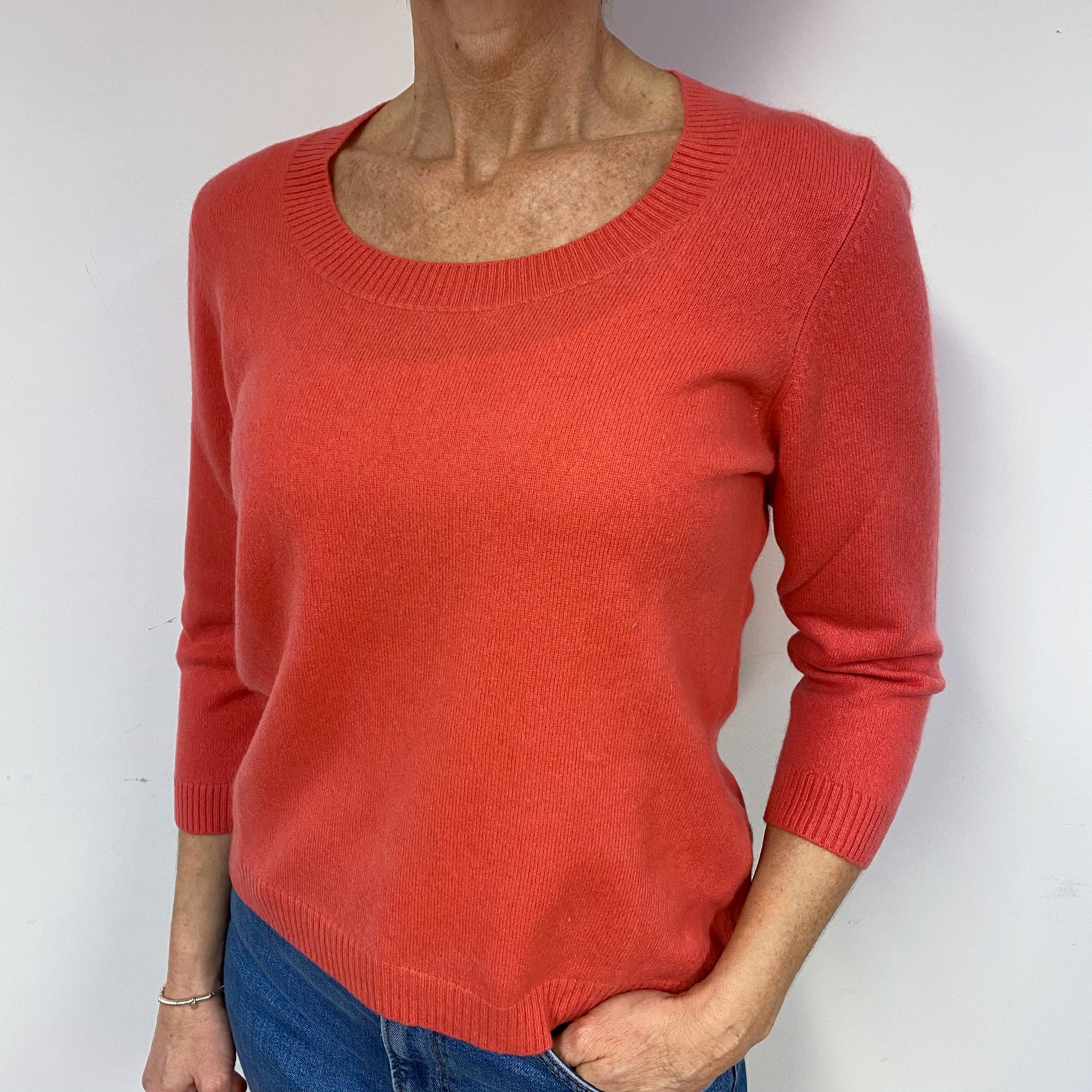 Coral Pink Cashmere Scoop Neck Jumper