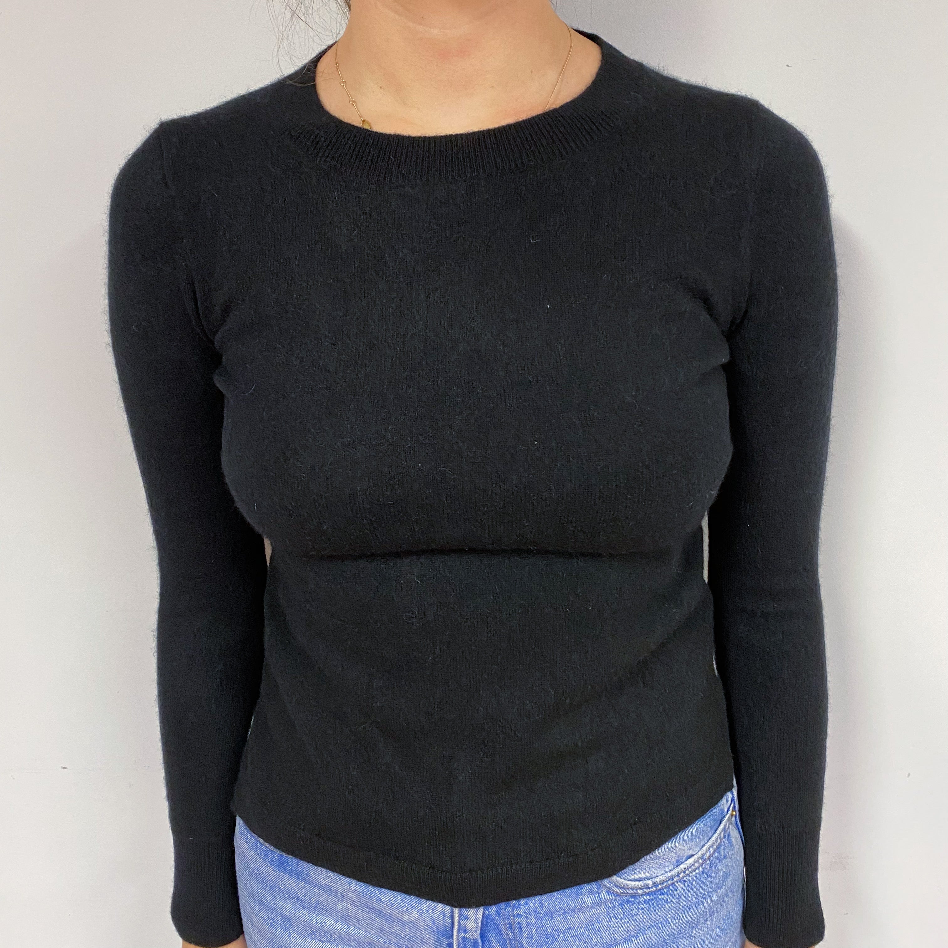 Black Cashmere Crew Neck Jumper Small