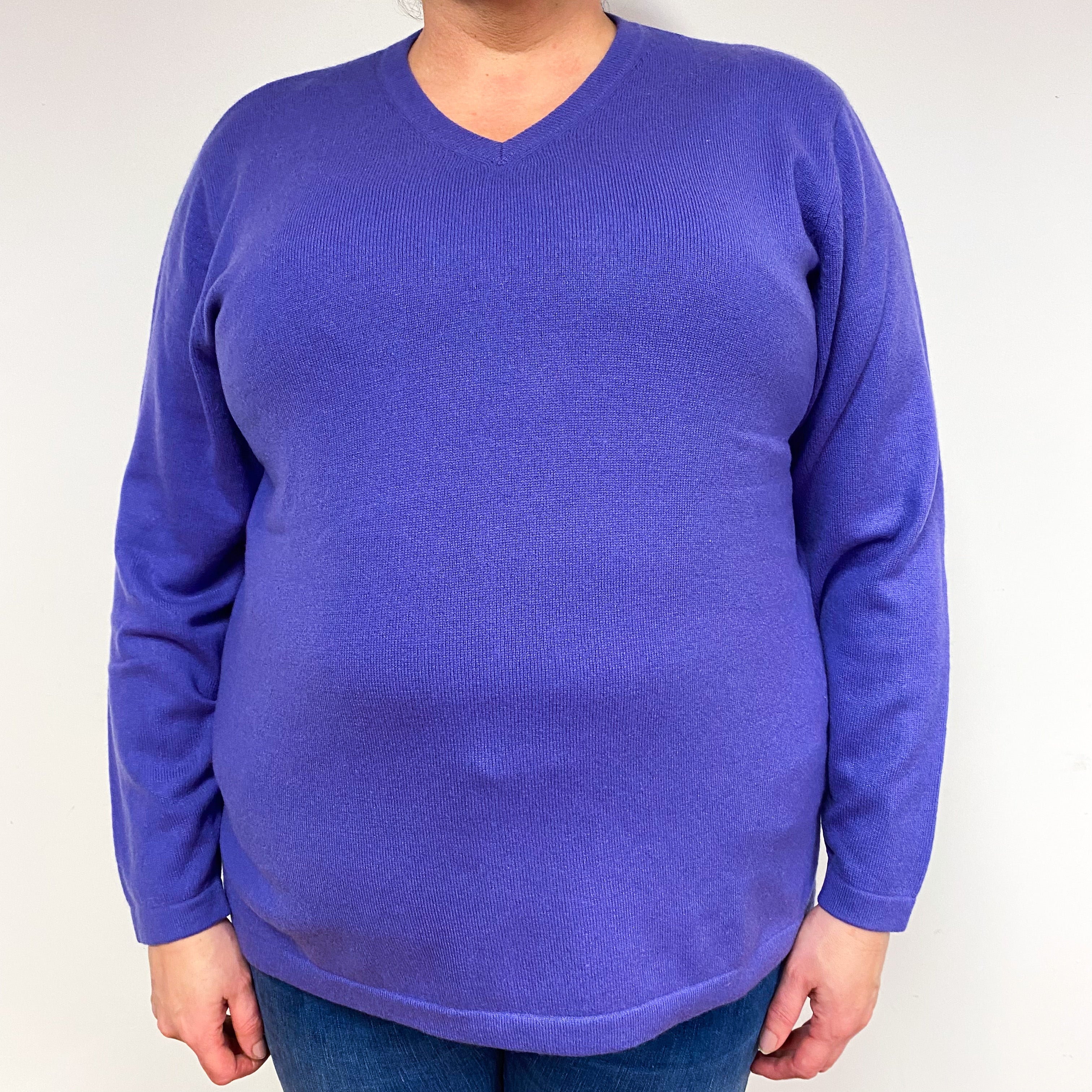 Iris Purple Cashmere V-Neck Jumper Extra Large