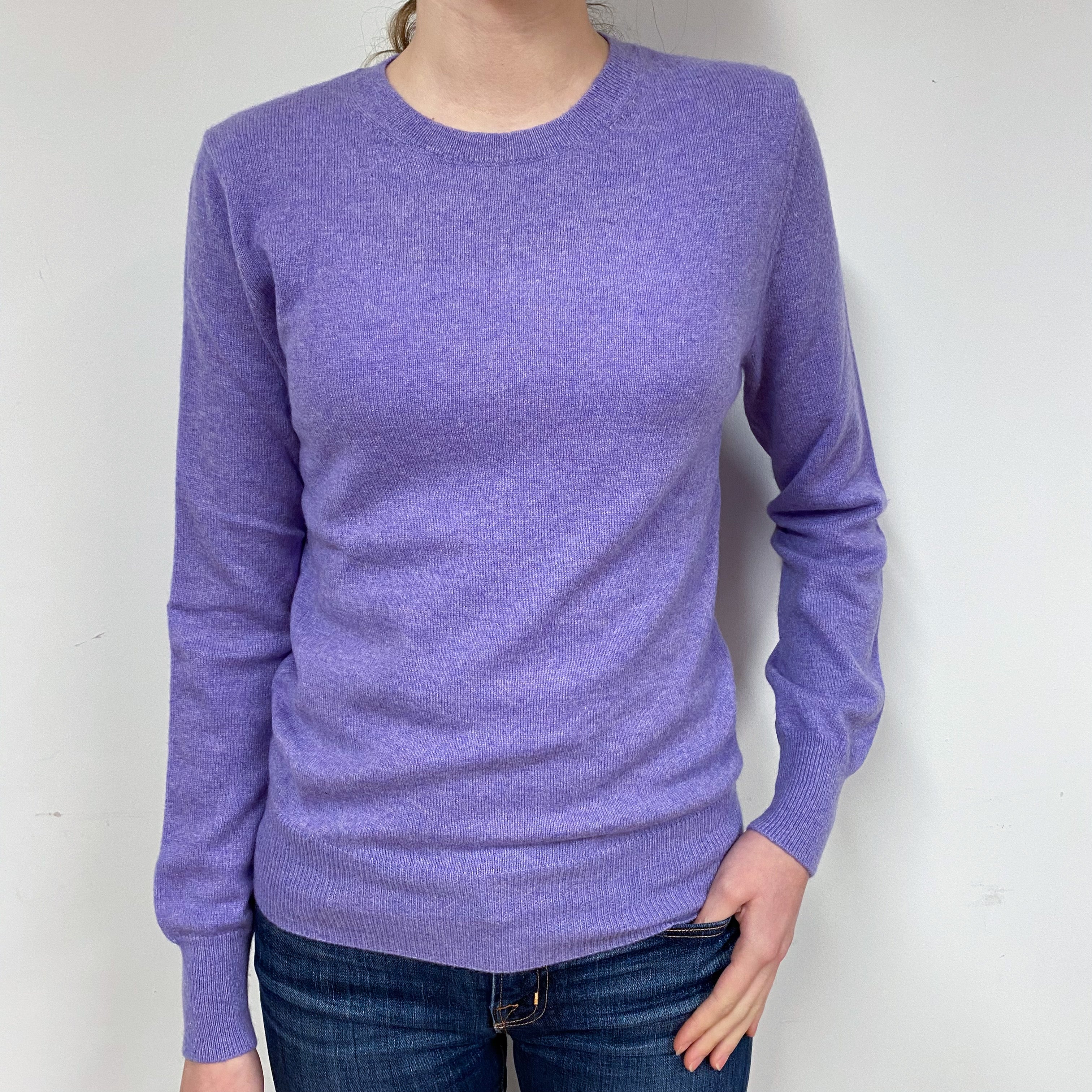 Wisteria Purple Cashmere Crew Neck Jumper Extra Small