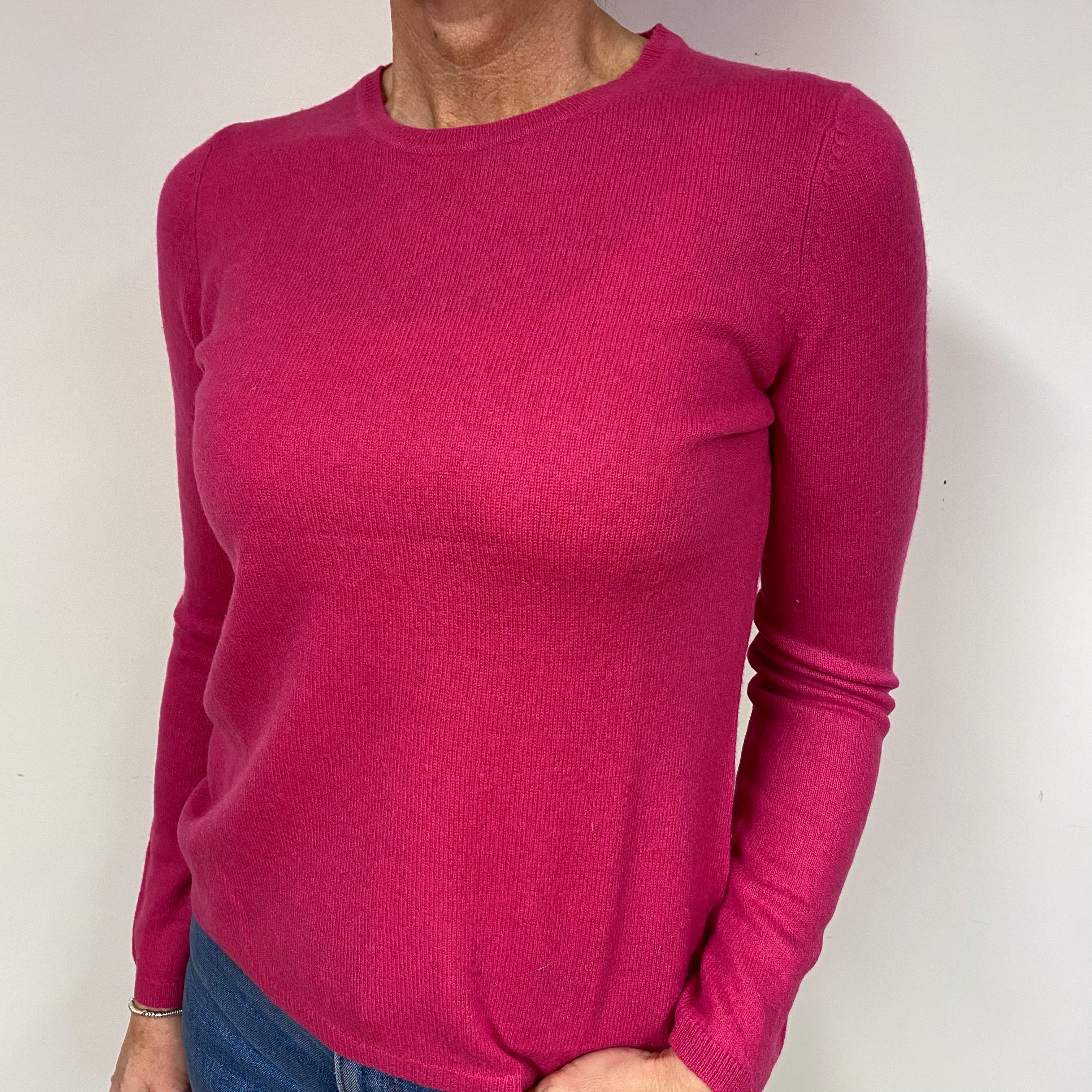 Tulip Pink Cashmere Crew Neck Jumper Medium Slim