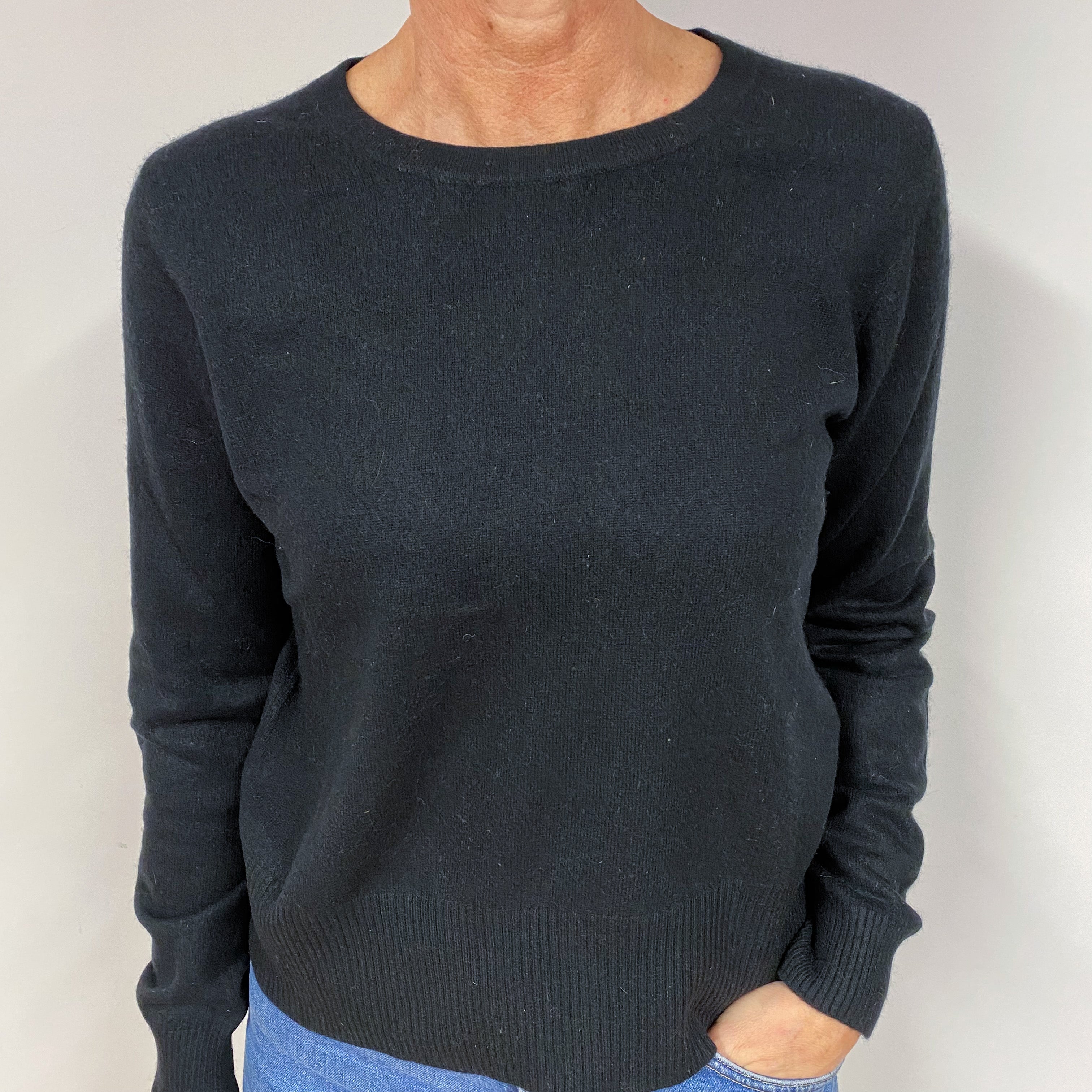 Black Cashmere Crew Neck Jumper Medium