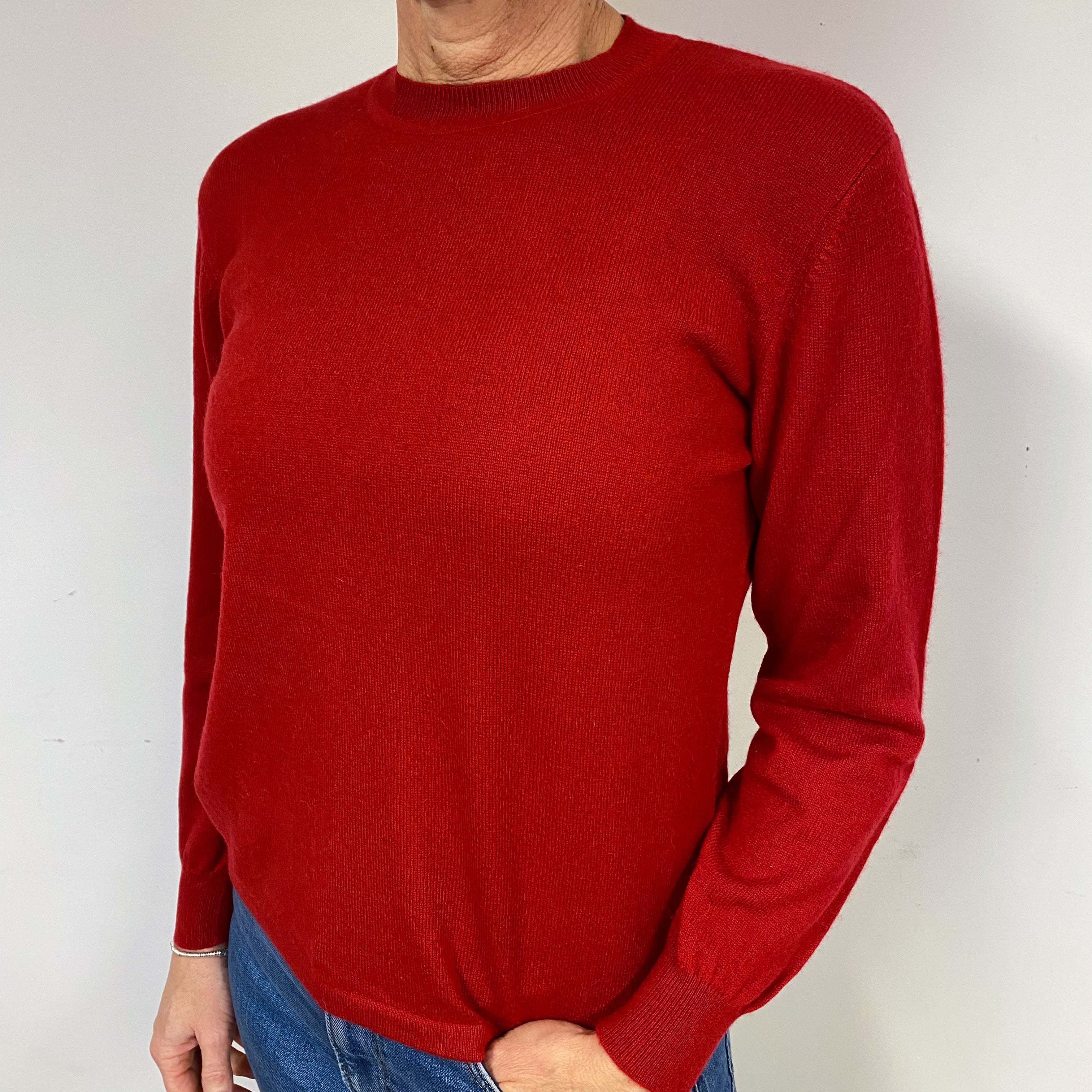 Crimson Red Cashmere Crew Neck Jumper Medium