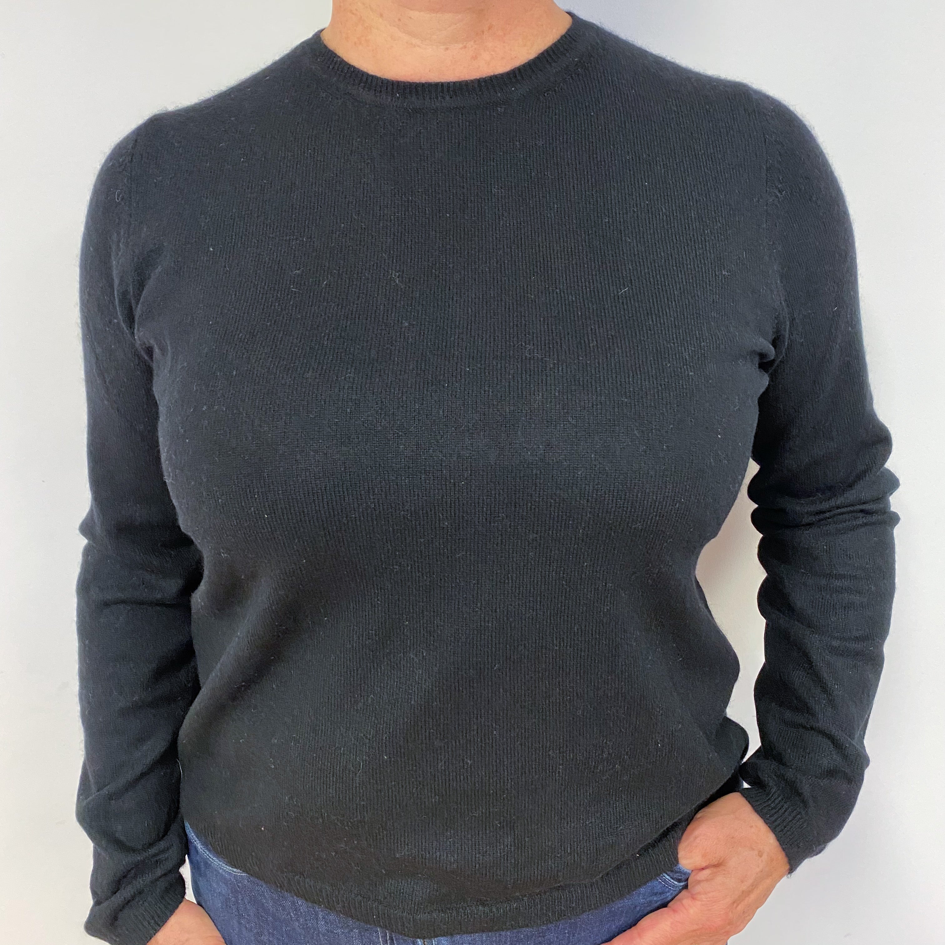 Black Cashmere Crew Neck Jumper Large