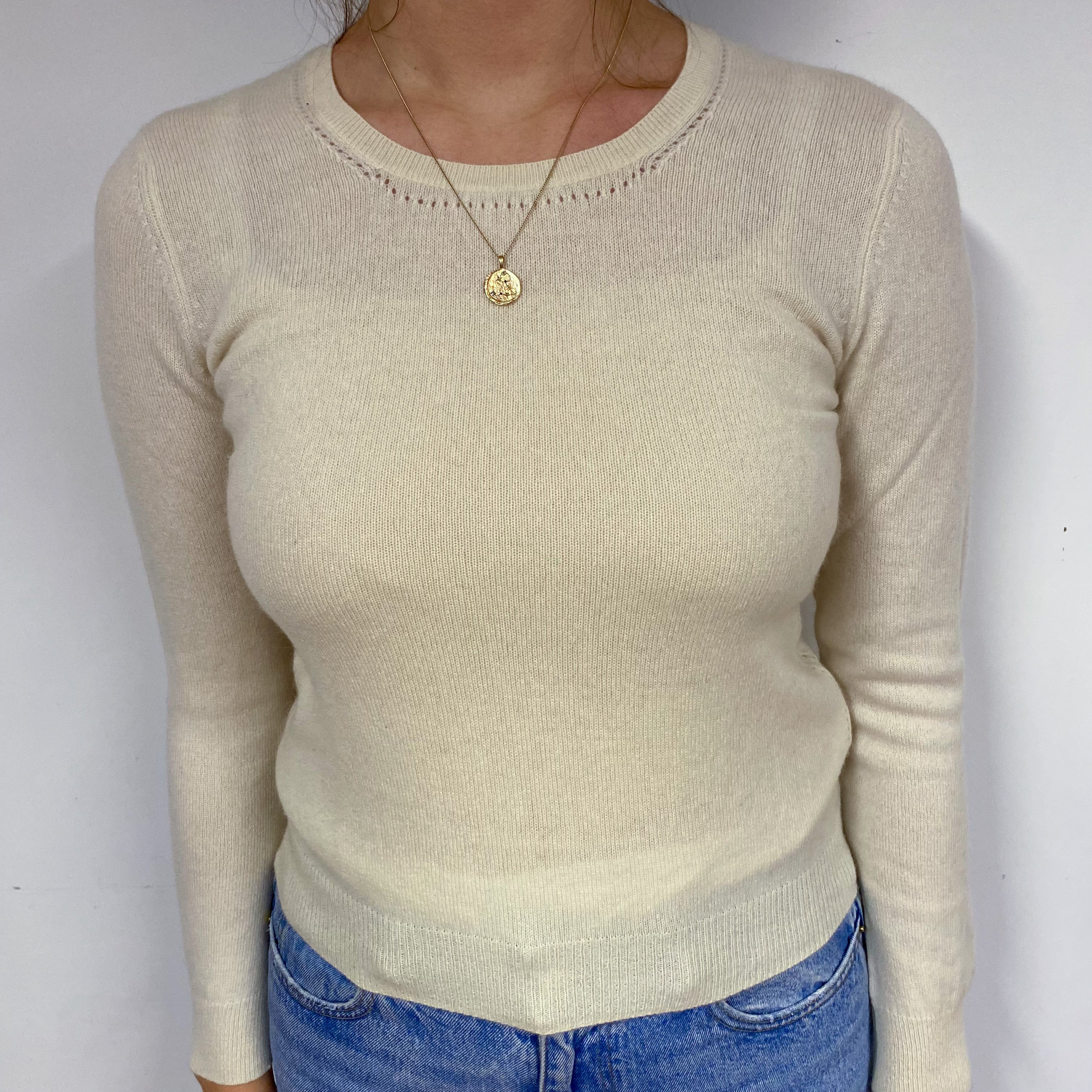 Clotted Cream Cashmere Crew Neck Jumper Small