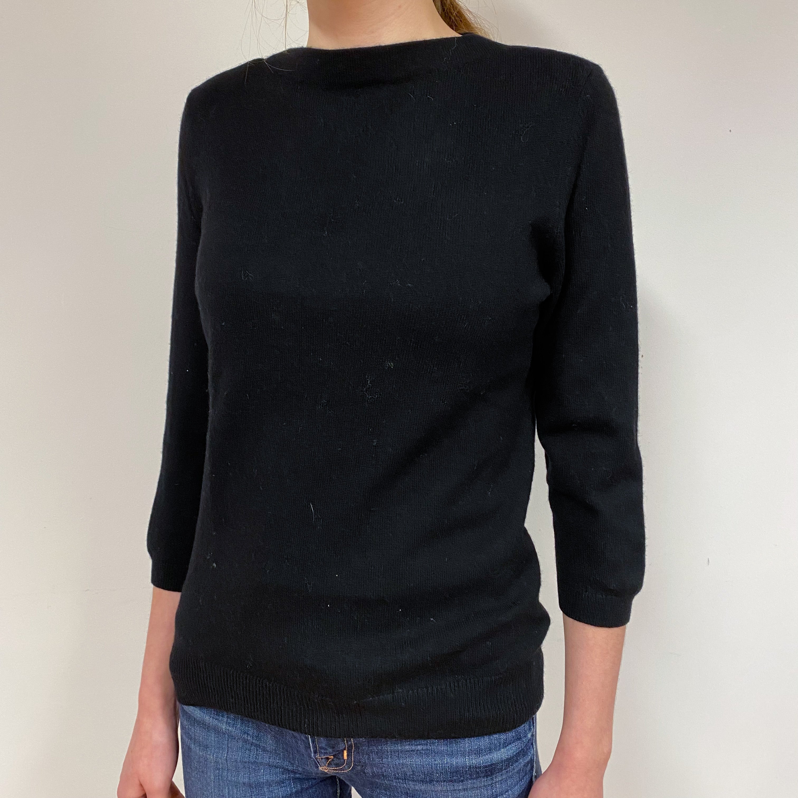 Black Cashmere Crew Neck Jumper Extra Small