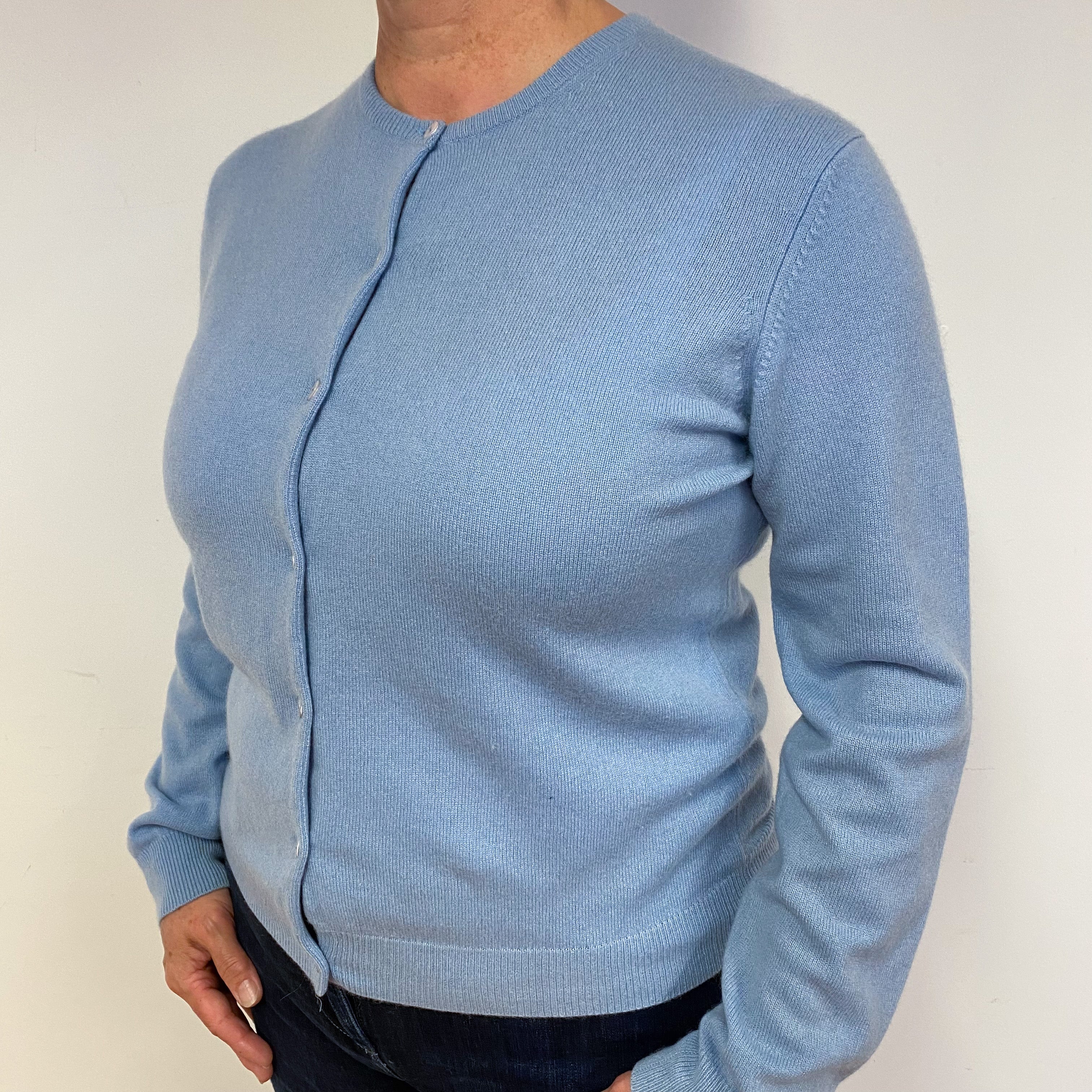 Sky Blue Cashmere Cardigan Large