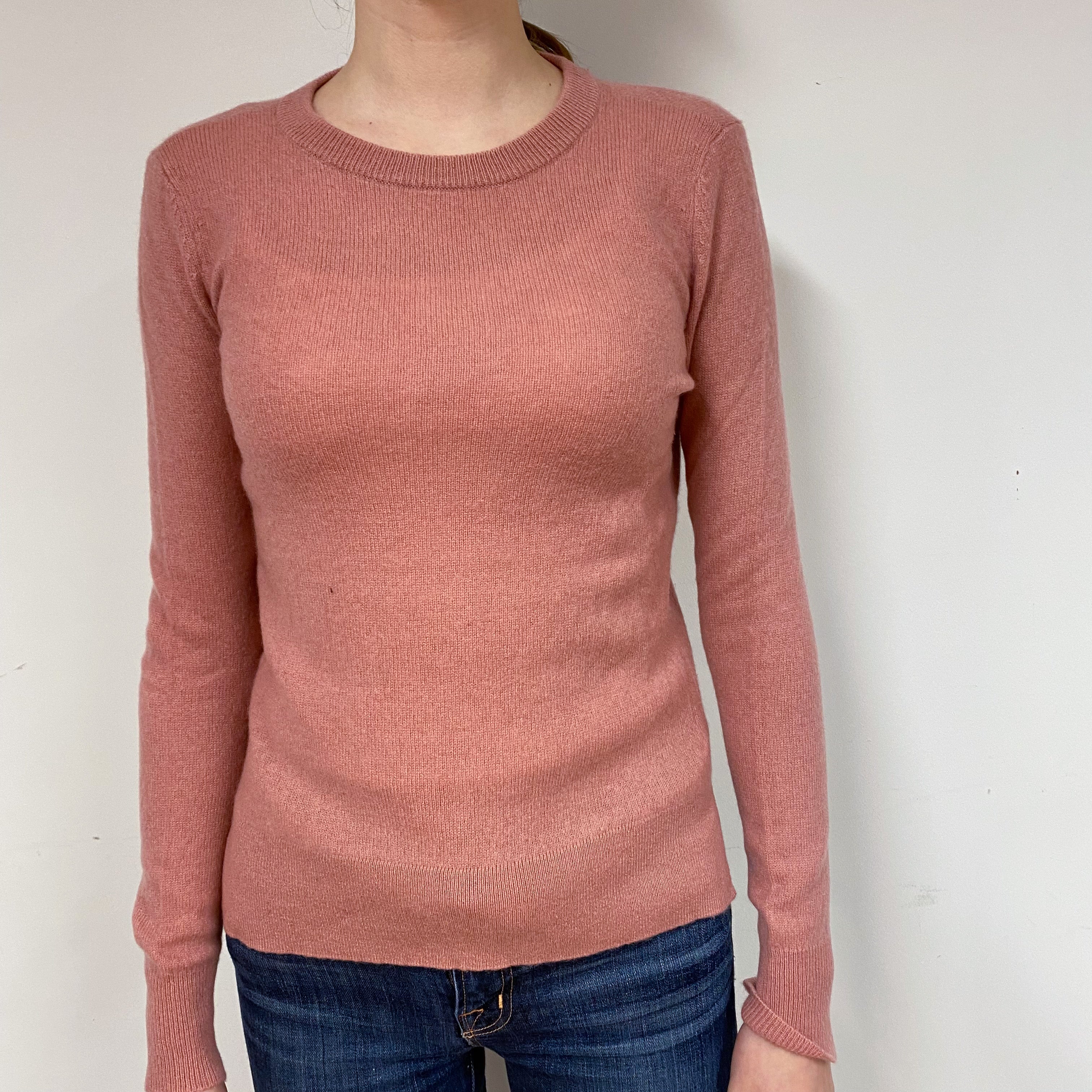 Faded Heather Pink Cashmere Crew Neck Jumper Extra Small