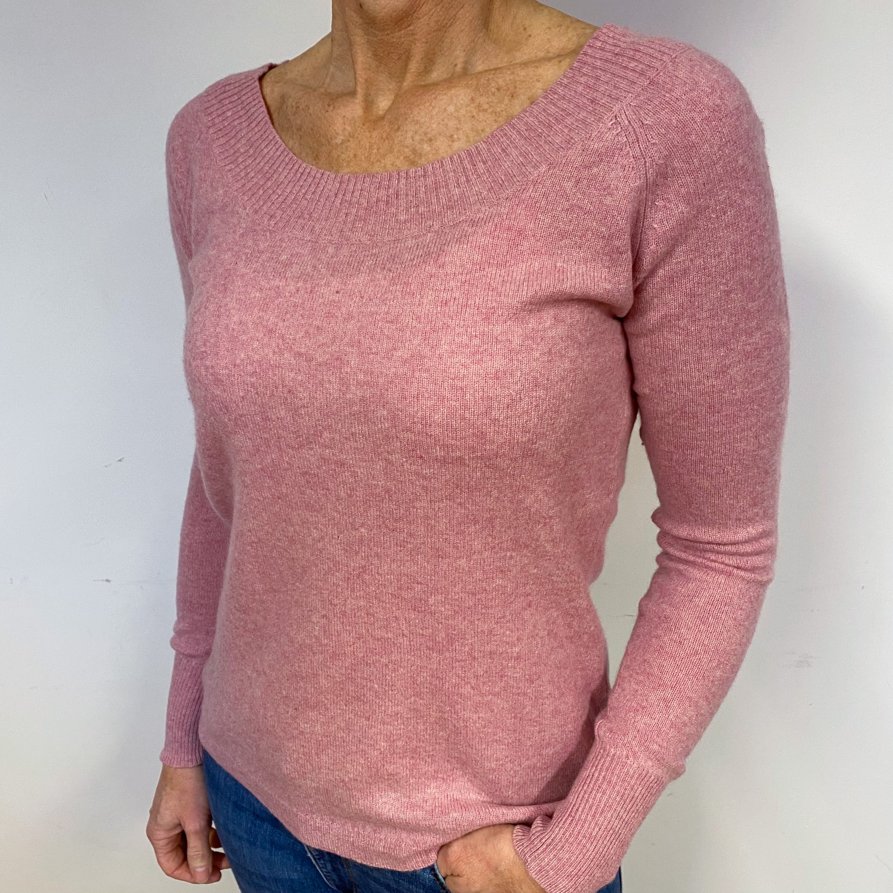 Blush Pink Cashmere Crew Neck Jumper Medium