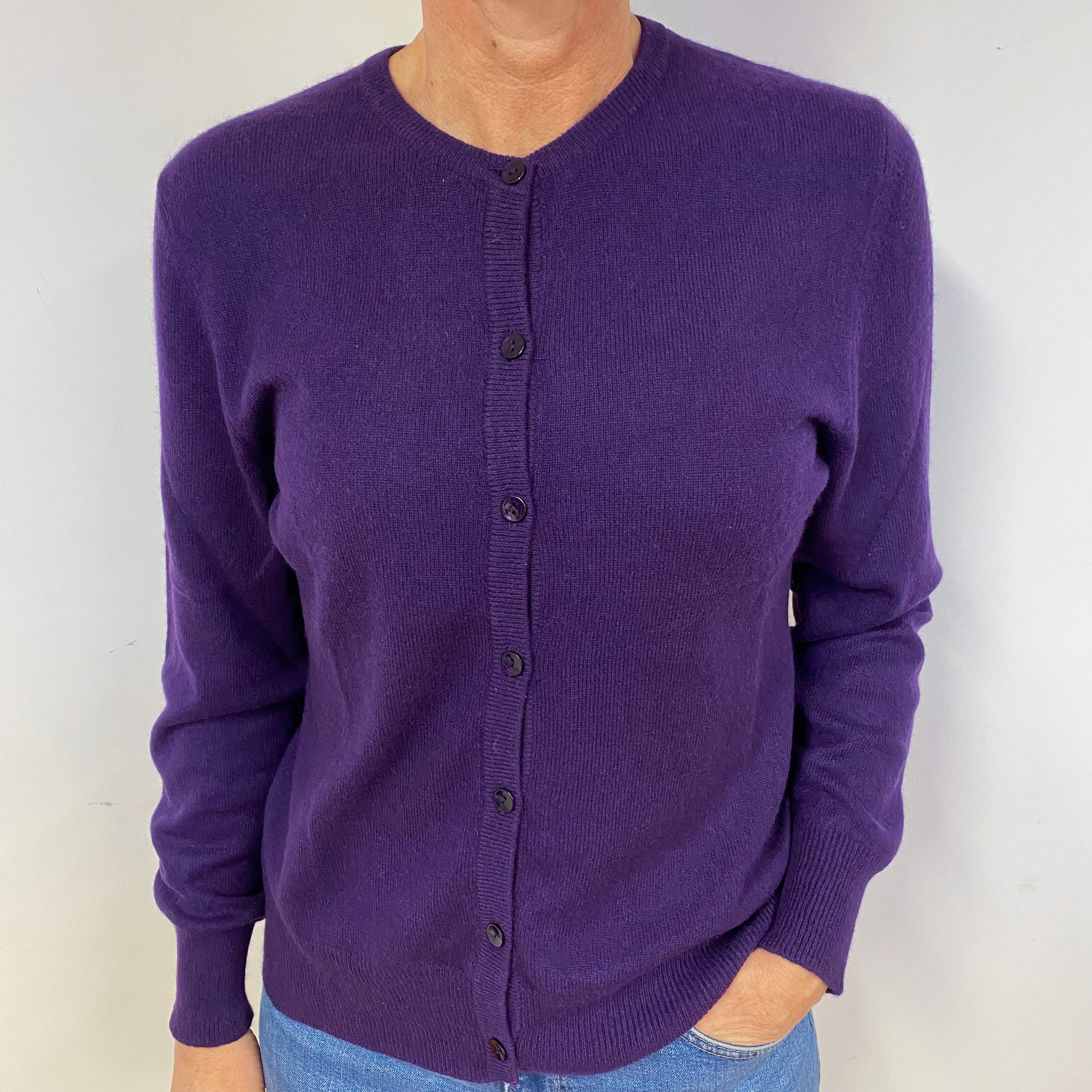 Grape Purple Cashmere Cardigan Medium