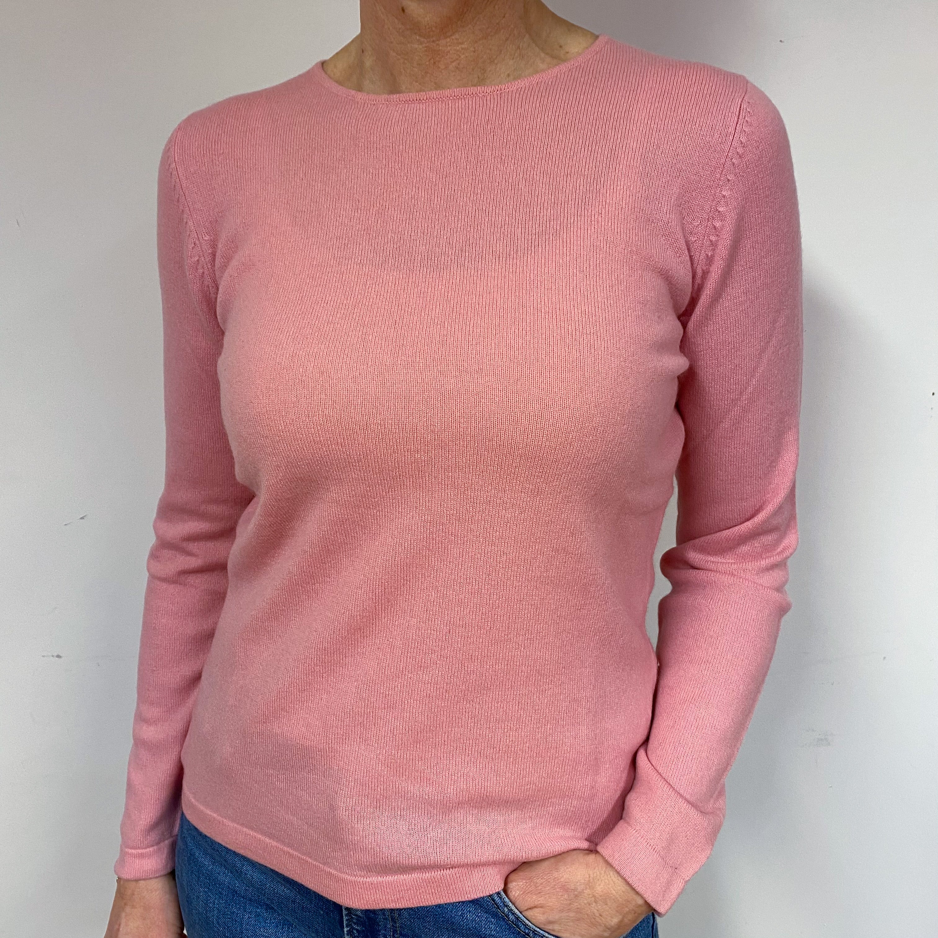 Calamine Pink Cashmere Crew Neck Jumper Medium