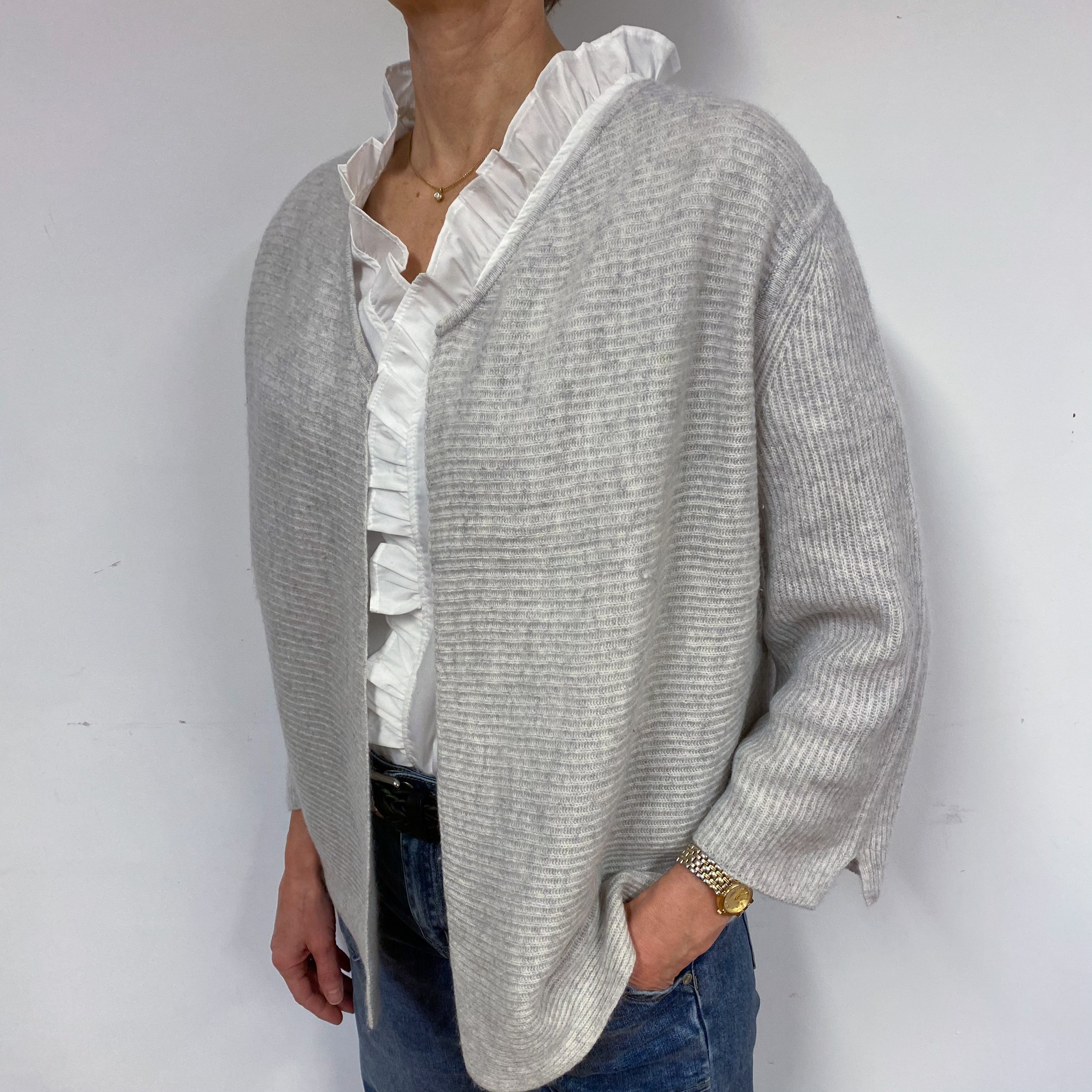 Smoke Grey Cashmere Cardigan Small