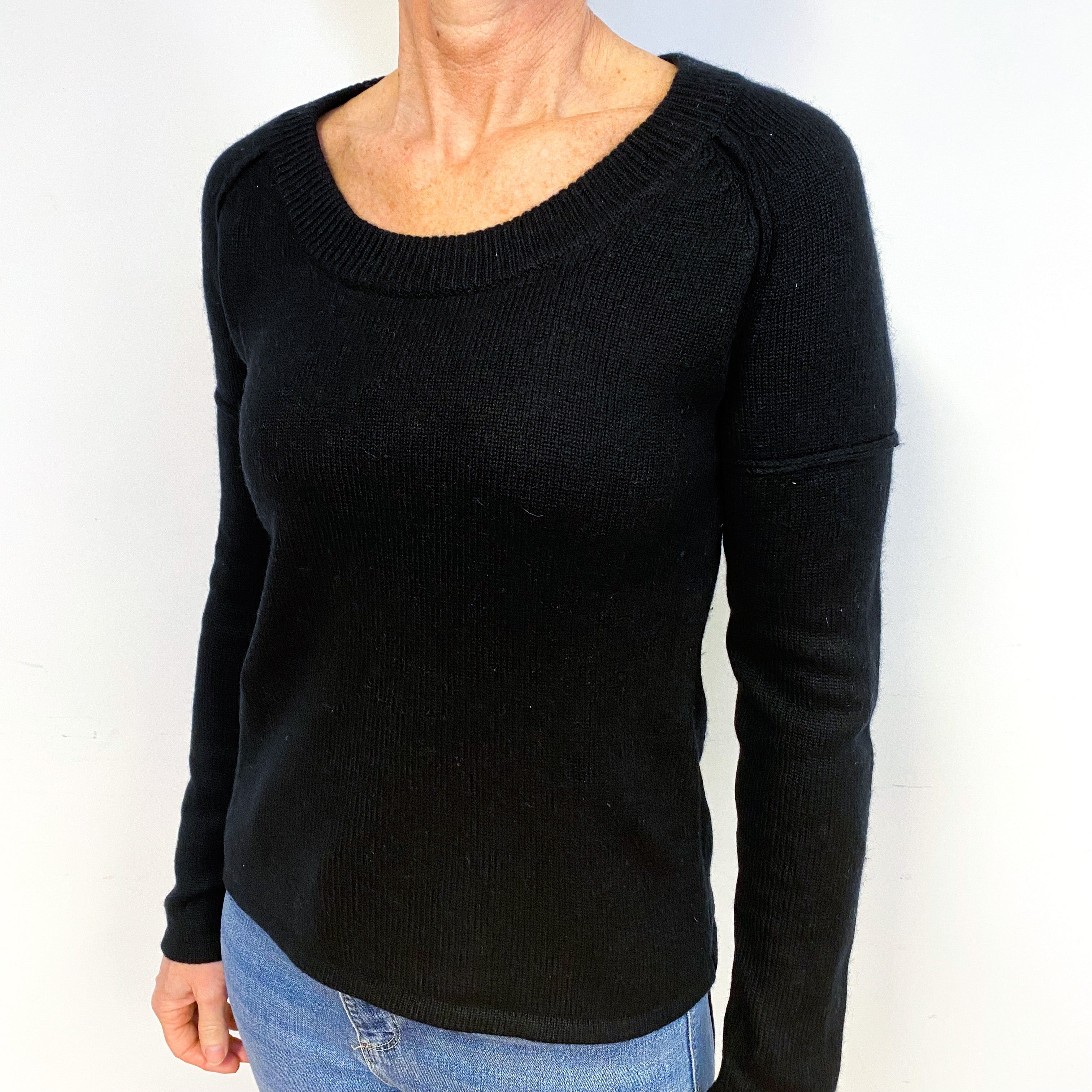 Black Cashmere Crew Neck Jumper Medium