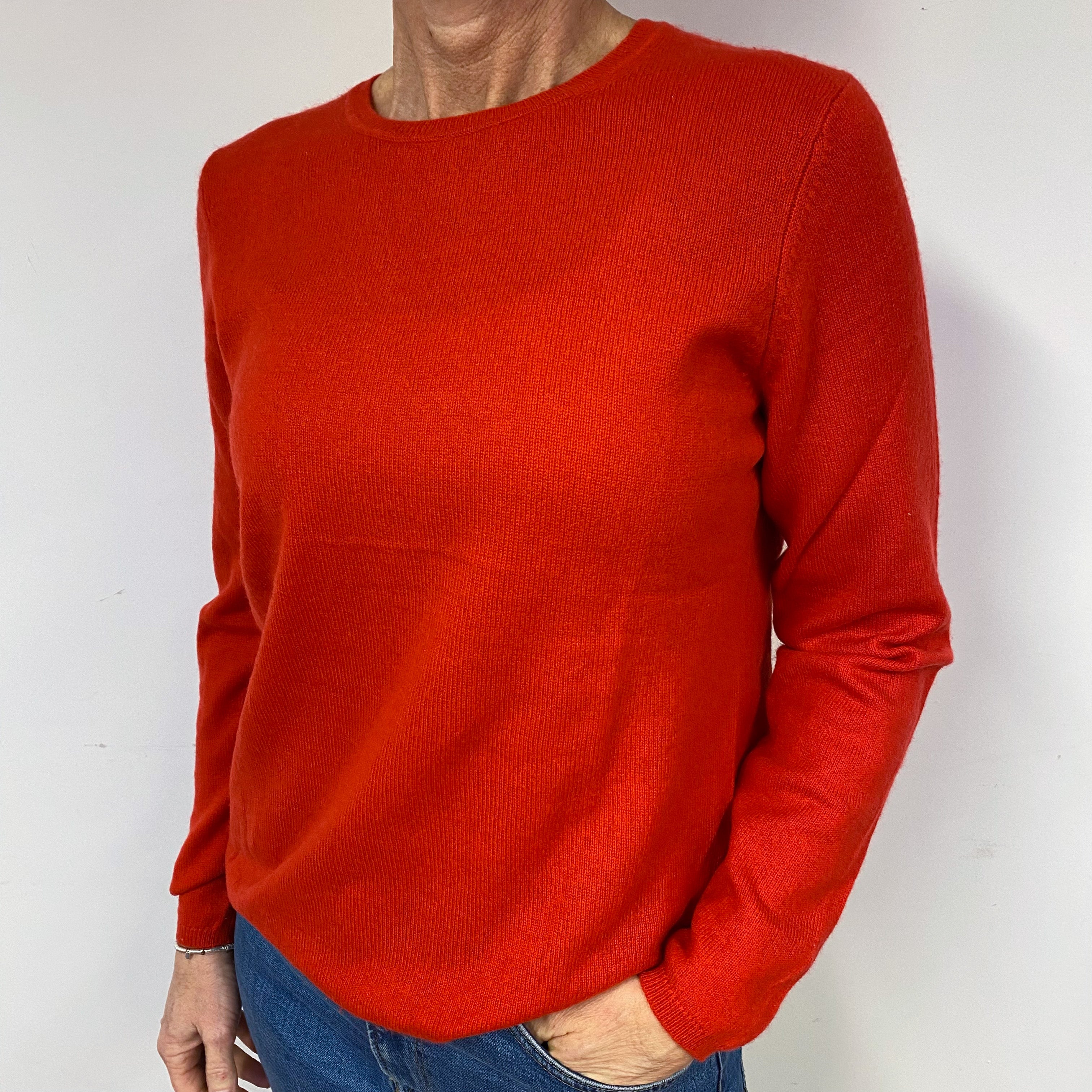 Sunset Orange Cashmere Crew Neck Jumper Medium