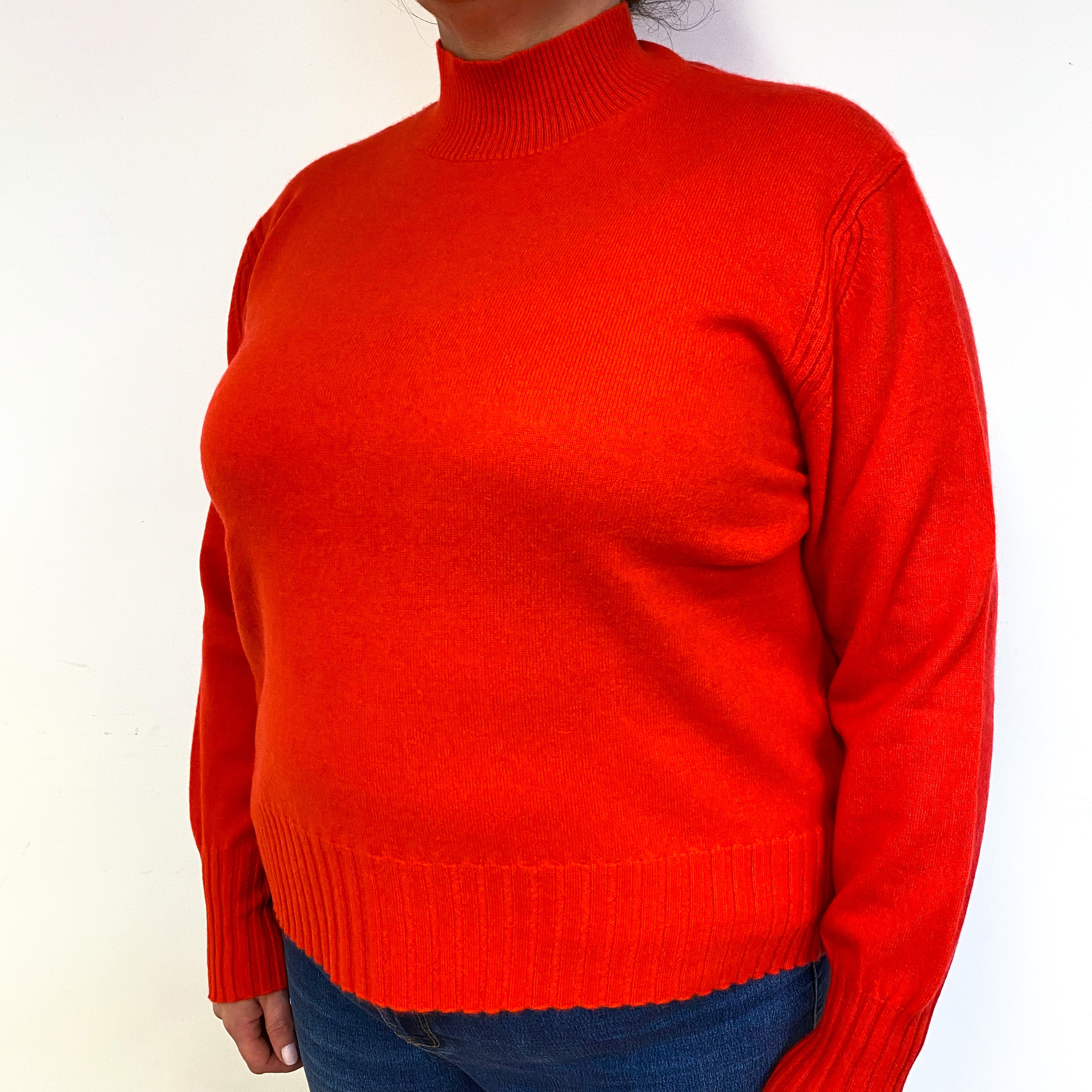 Vermillion Orange Cashmere Turtle Neck Jumper Extra Extra Large