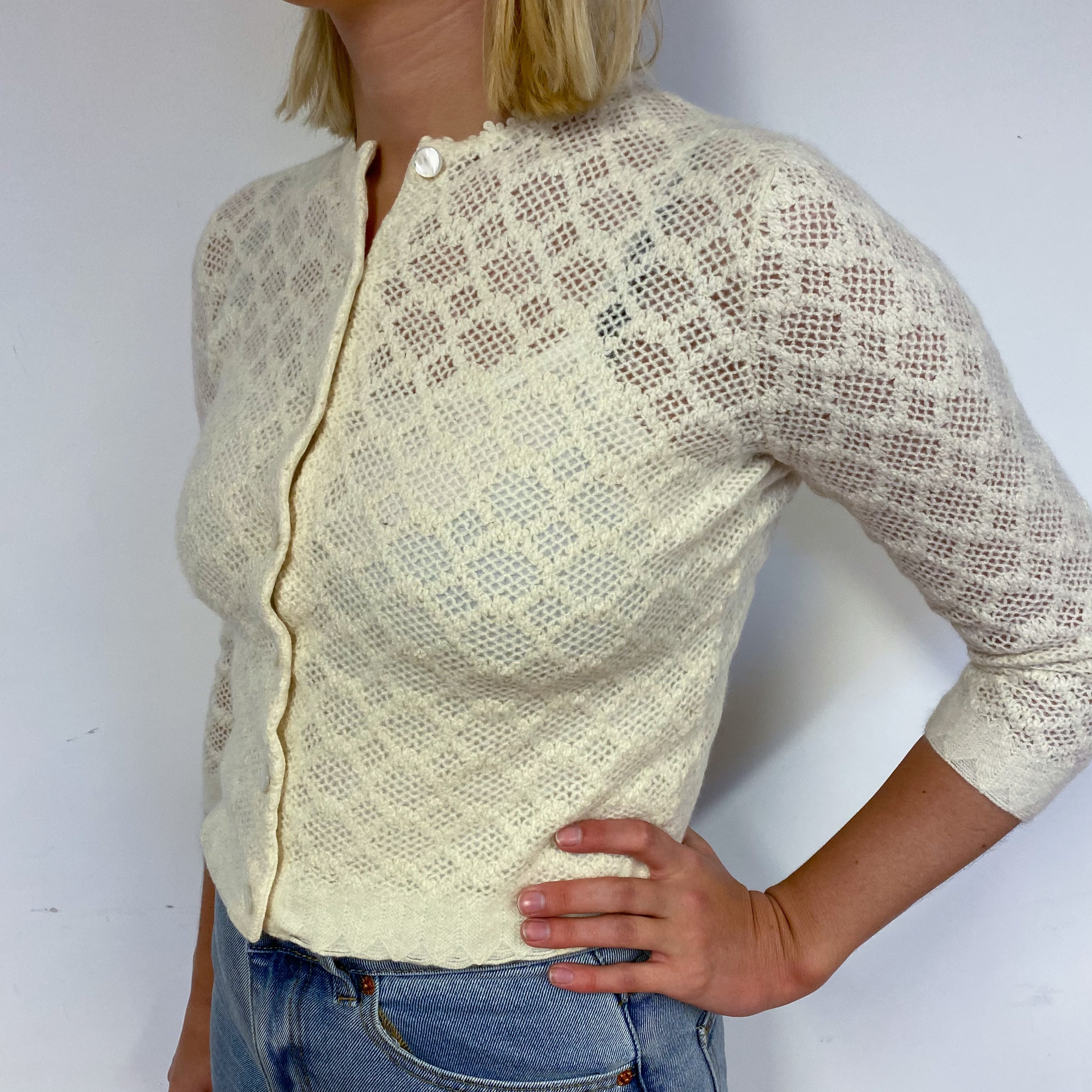 Vanilla Vintage Cashmere Lace Knit Cardigan