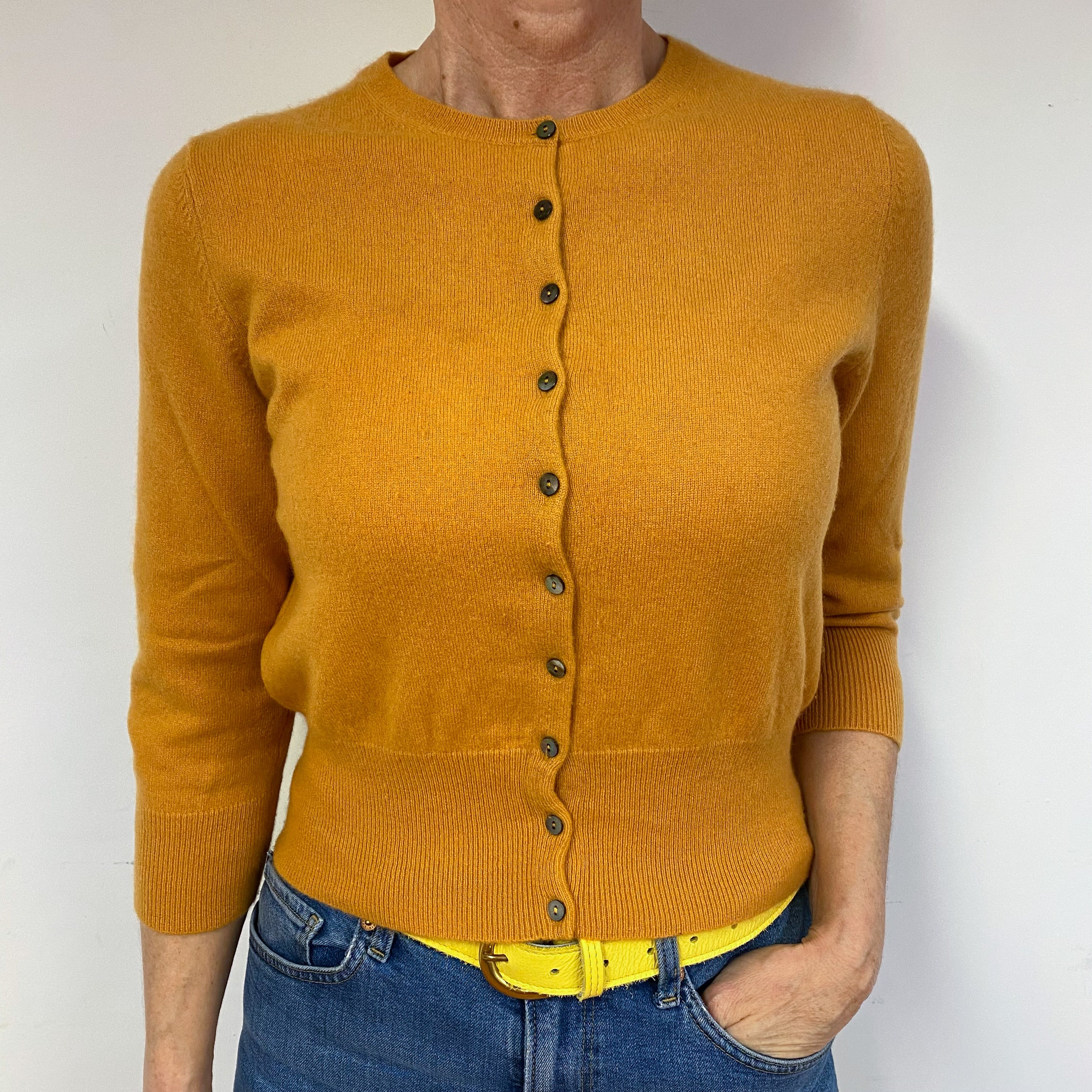 Marigold Orange Cashmere Cardigan Medium