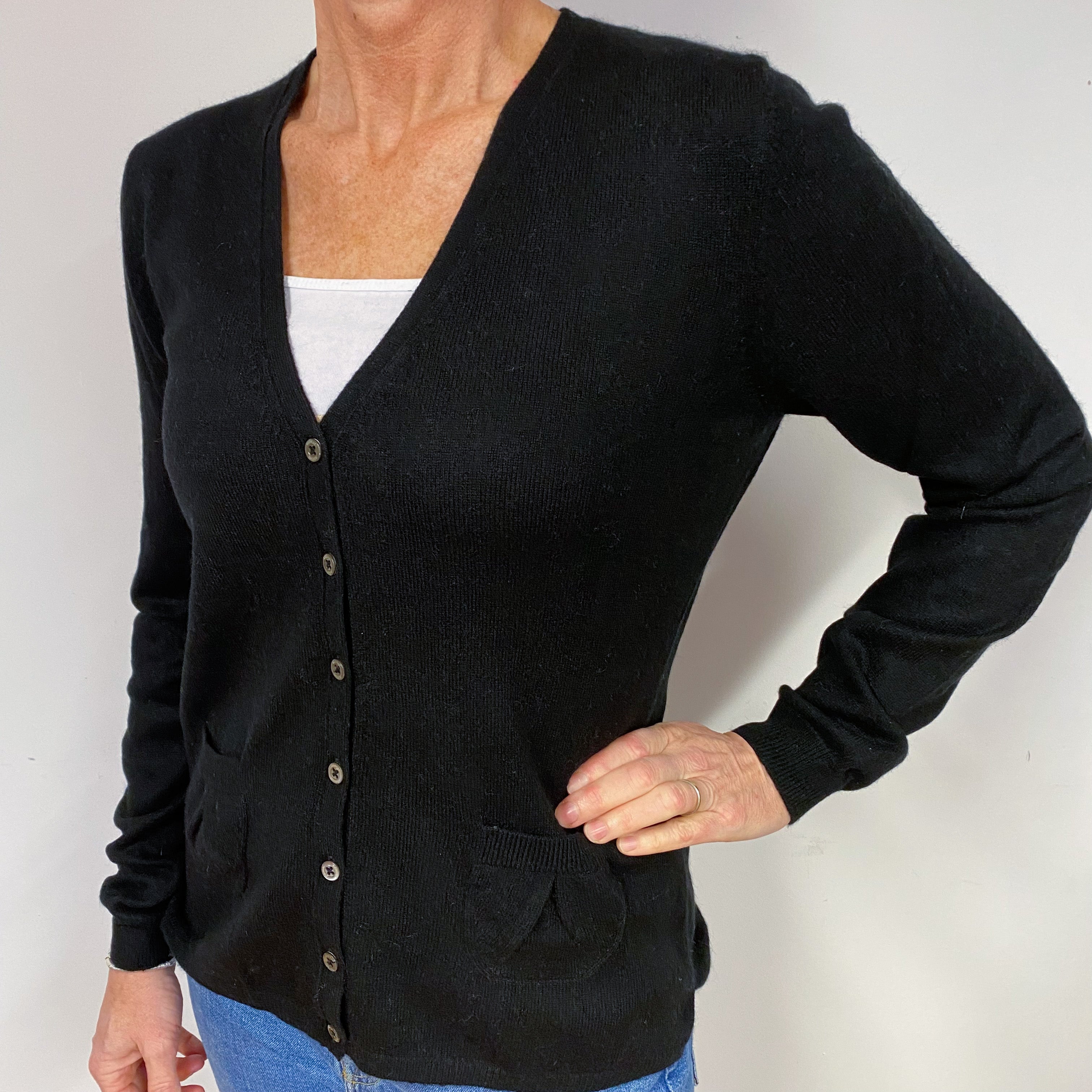 Repeat Black Cashmere V-Neck Cardigan Medium