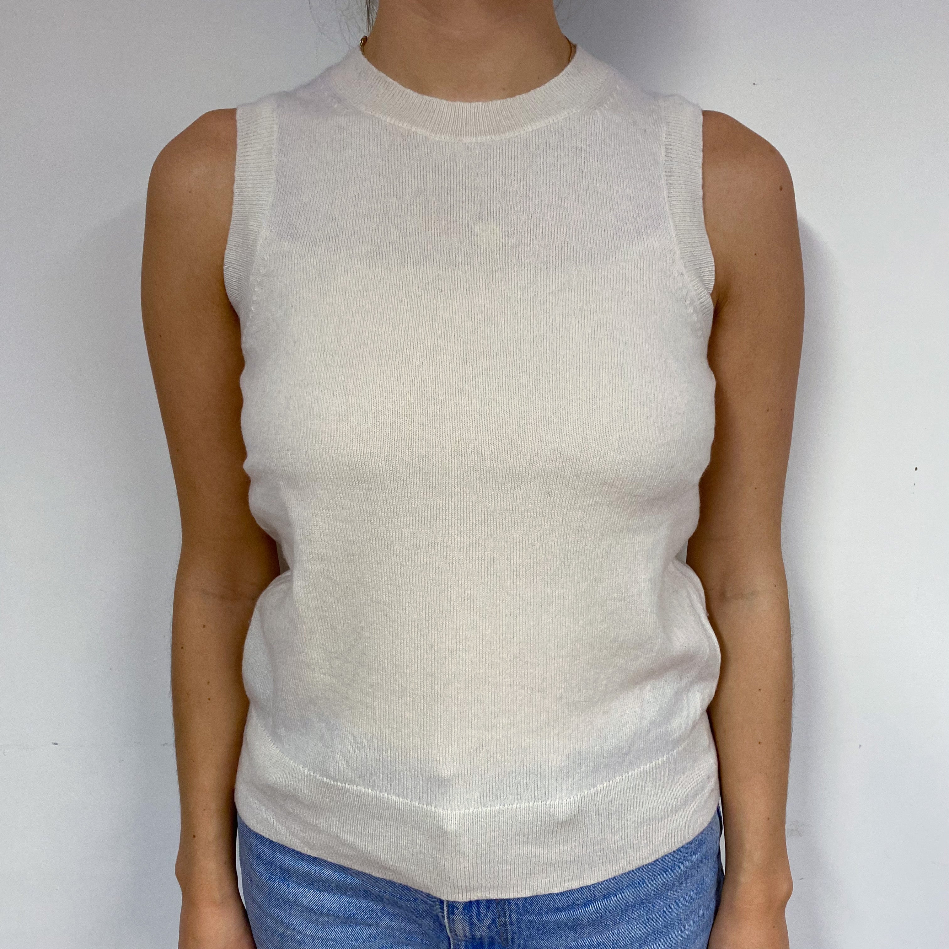 Cream Cashmere Crew Neck Tank Top Small