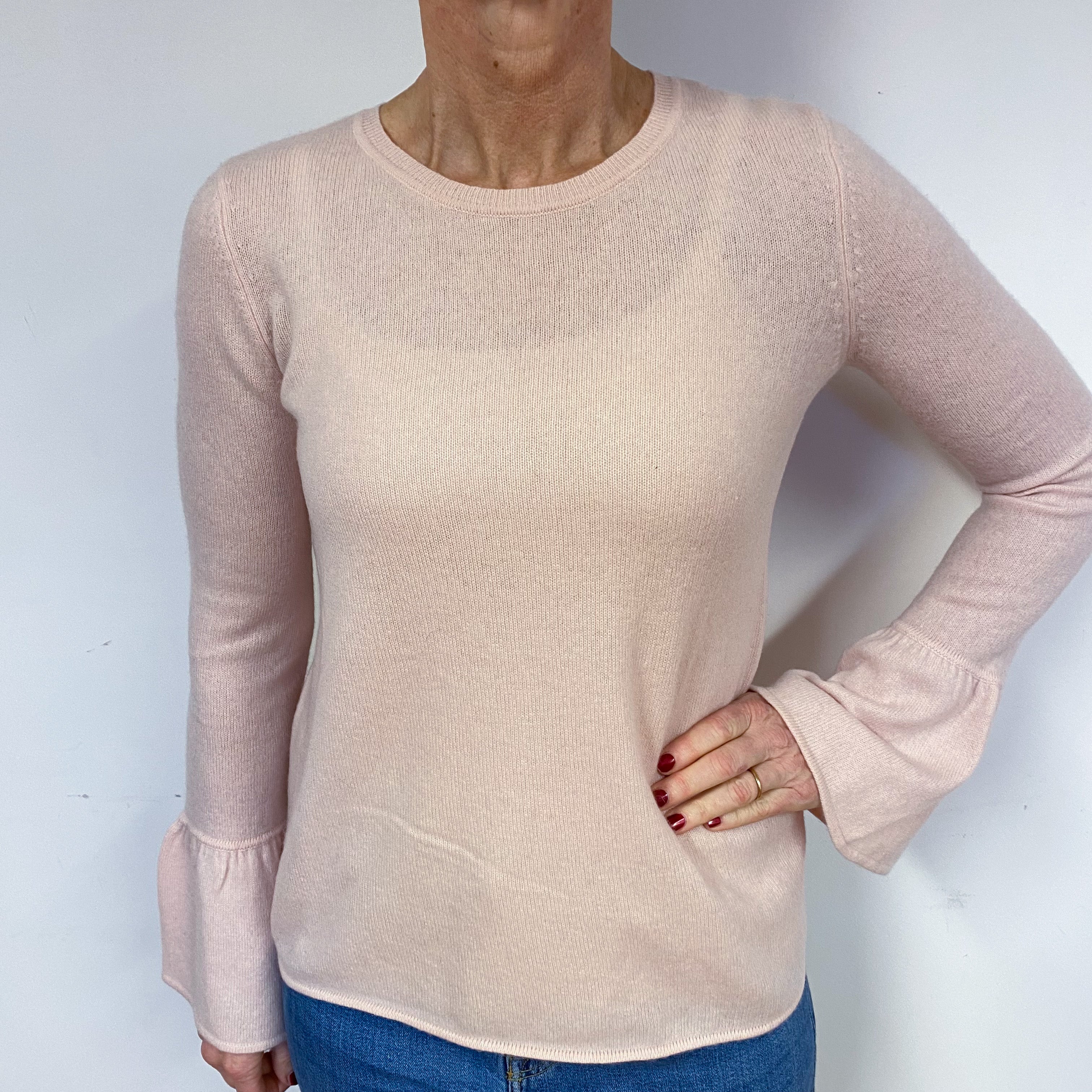 Shell Pink Cashmere Crew Neck Jumper Medium