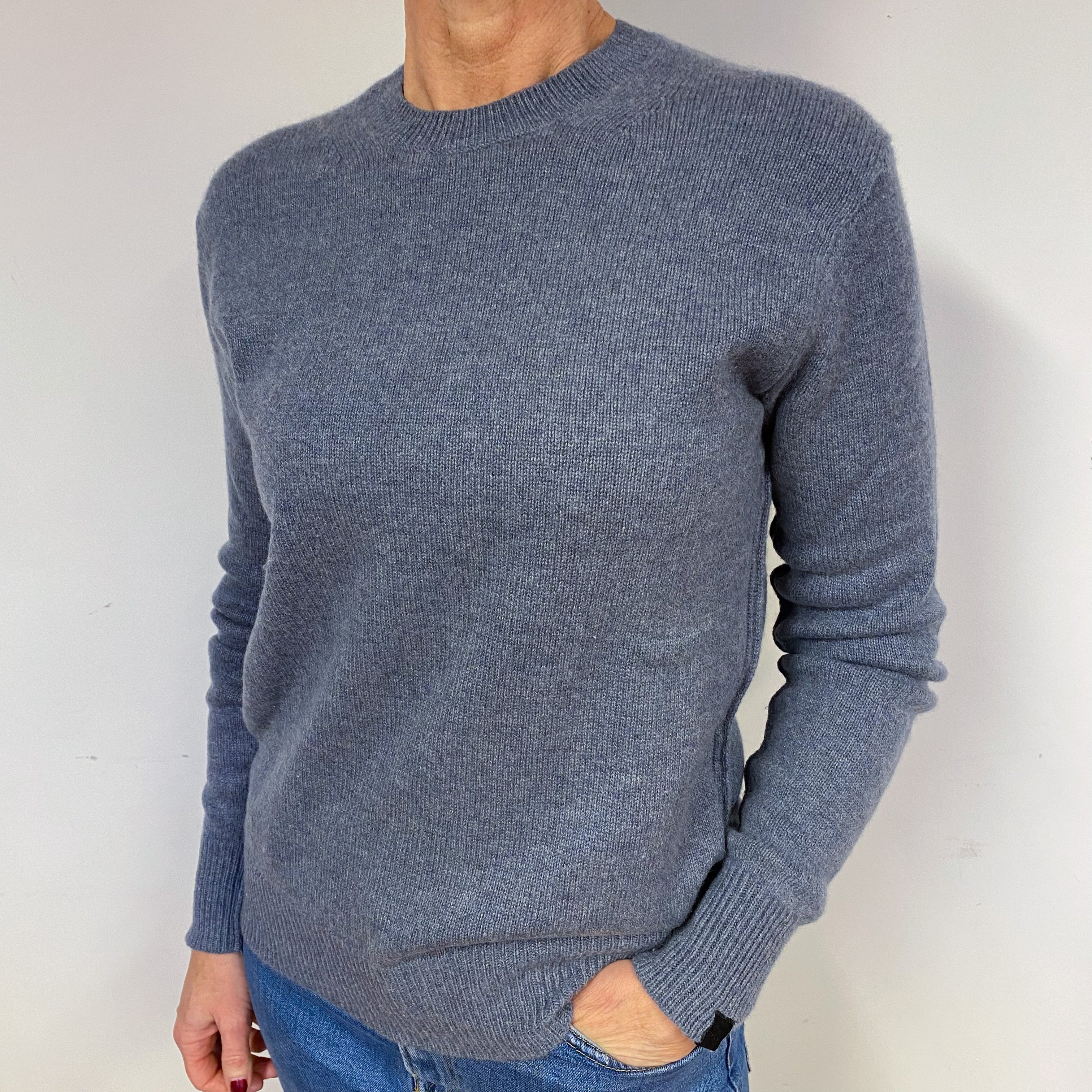 Rag & Bone Denim Blue Cashmere Crew Neck Jumper Medium