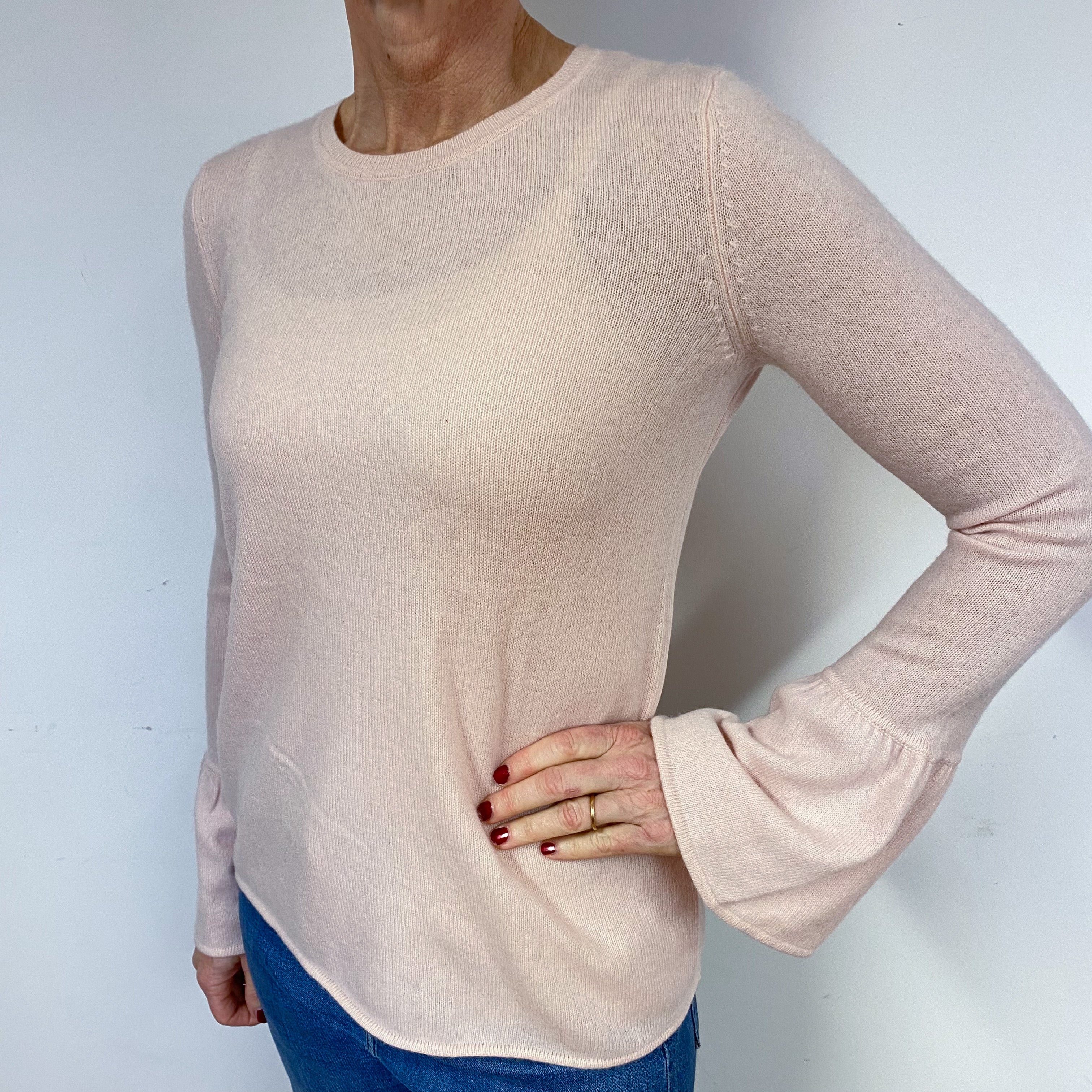 Shell Pink Cashmere Crew Neck Jumper Medium